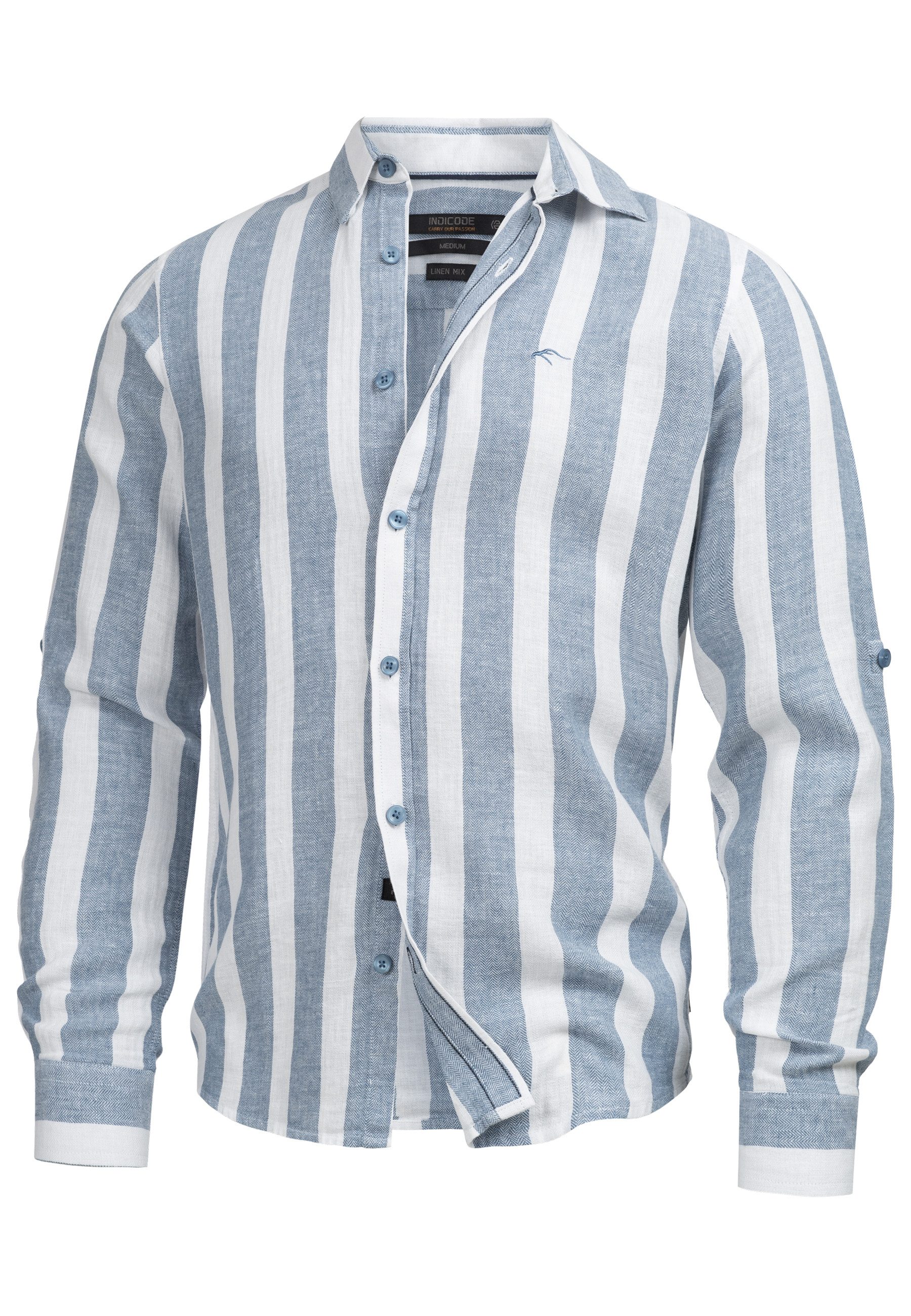 Indicode Langarmhemd Herren Brayden Herrenhemd Langarm mit Button-Down-Krag günstig online kaufen