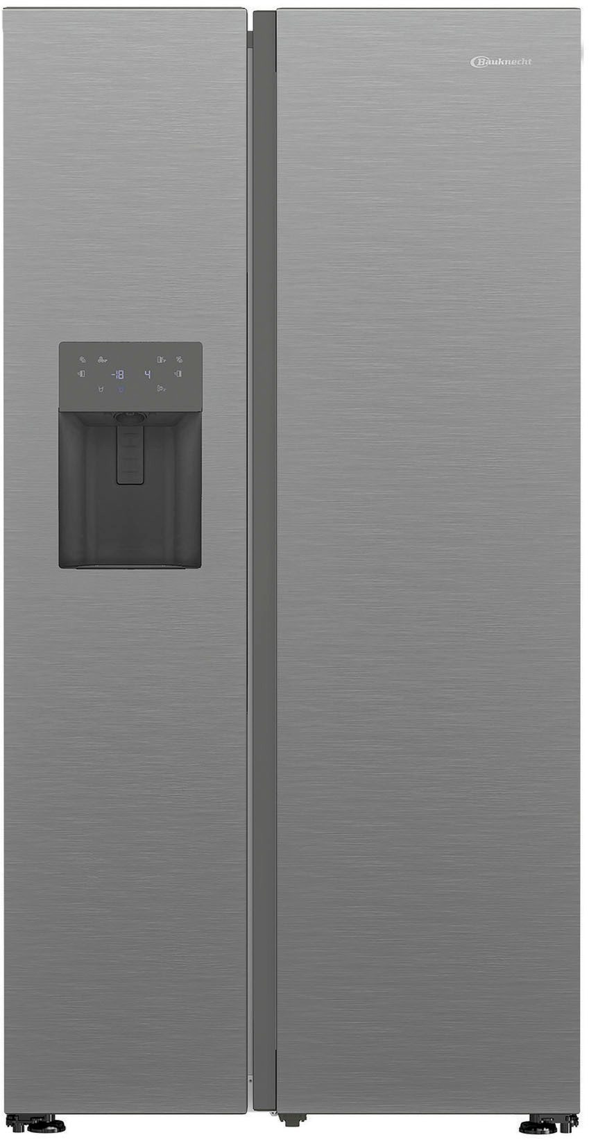 BAUKNECHT Side-by-Side SBS IW D90 Pearl, 179 cm hoch, 91 cm breit, Wasser- und Eiswürfelspender – Wasser, Crushed Eis & Eis jederzeit