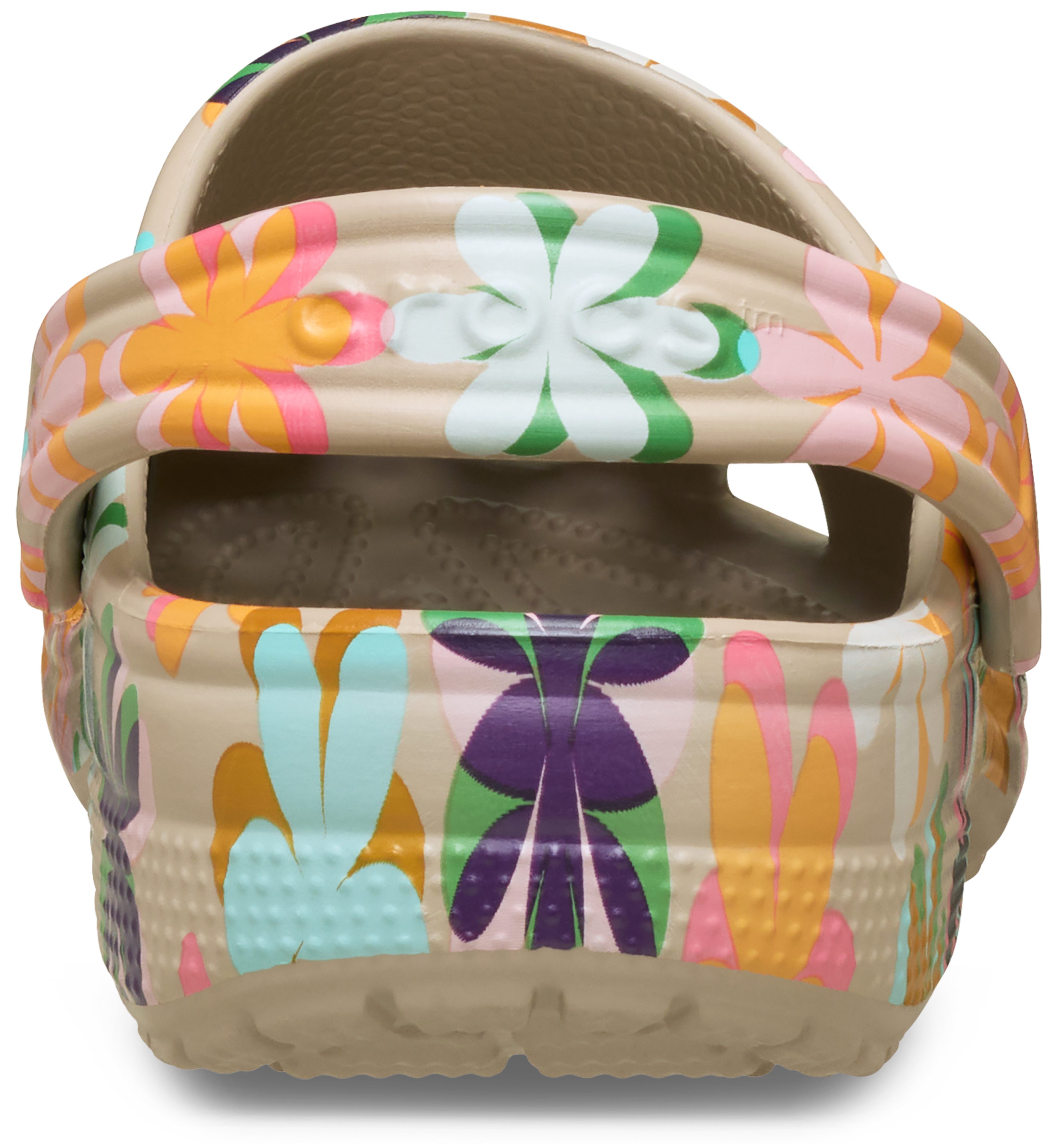 Crocs Classic Retro Summer Clog Clog Sommerschuh, Gartenschuh, Urlaubsschuh mit Blütendruck