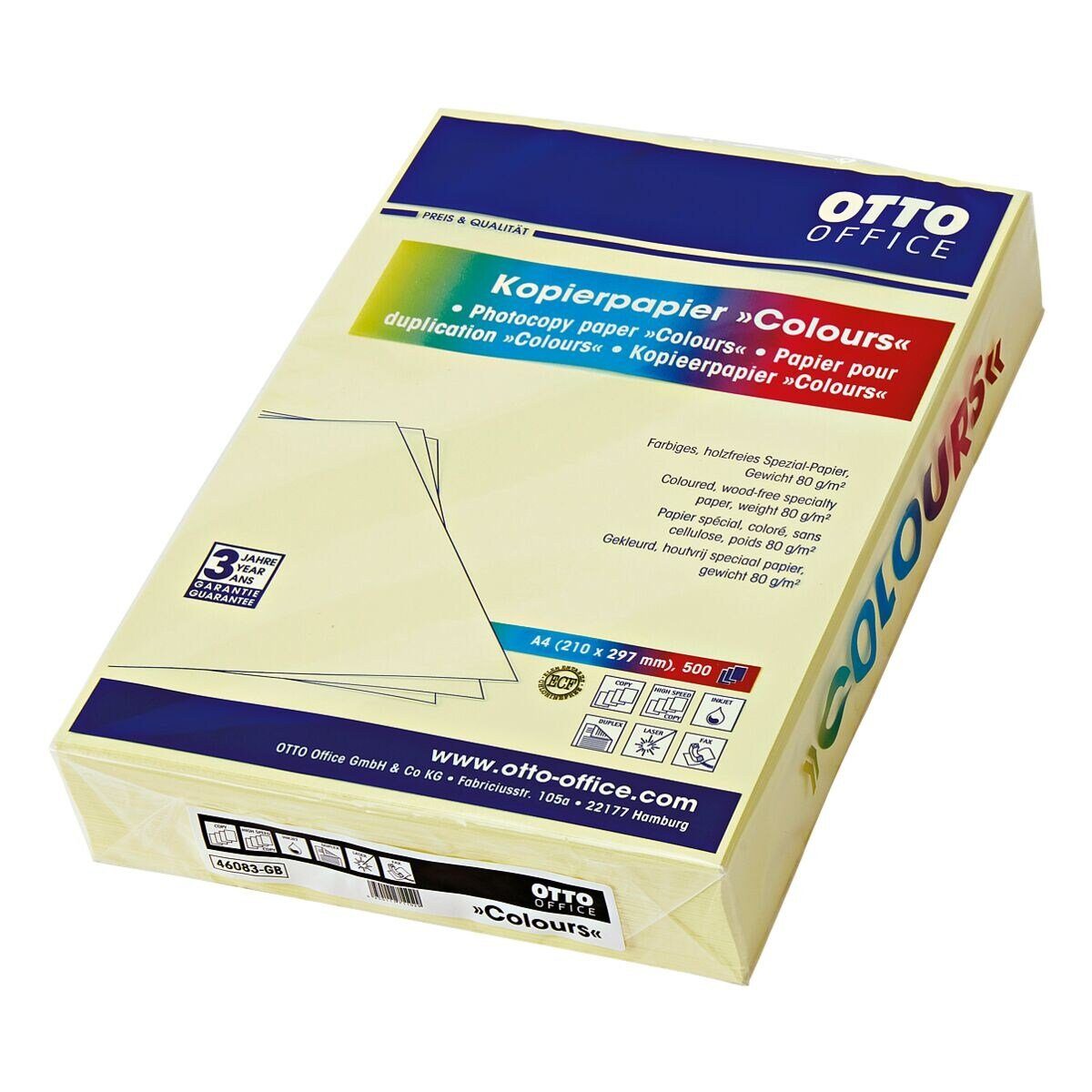 Otto Office Druckerpapier COLOURS, Pastellfarben, Format DIN A4, 80 g/m², 500 Blatt