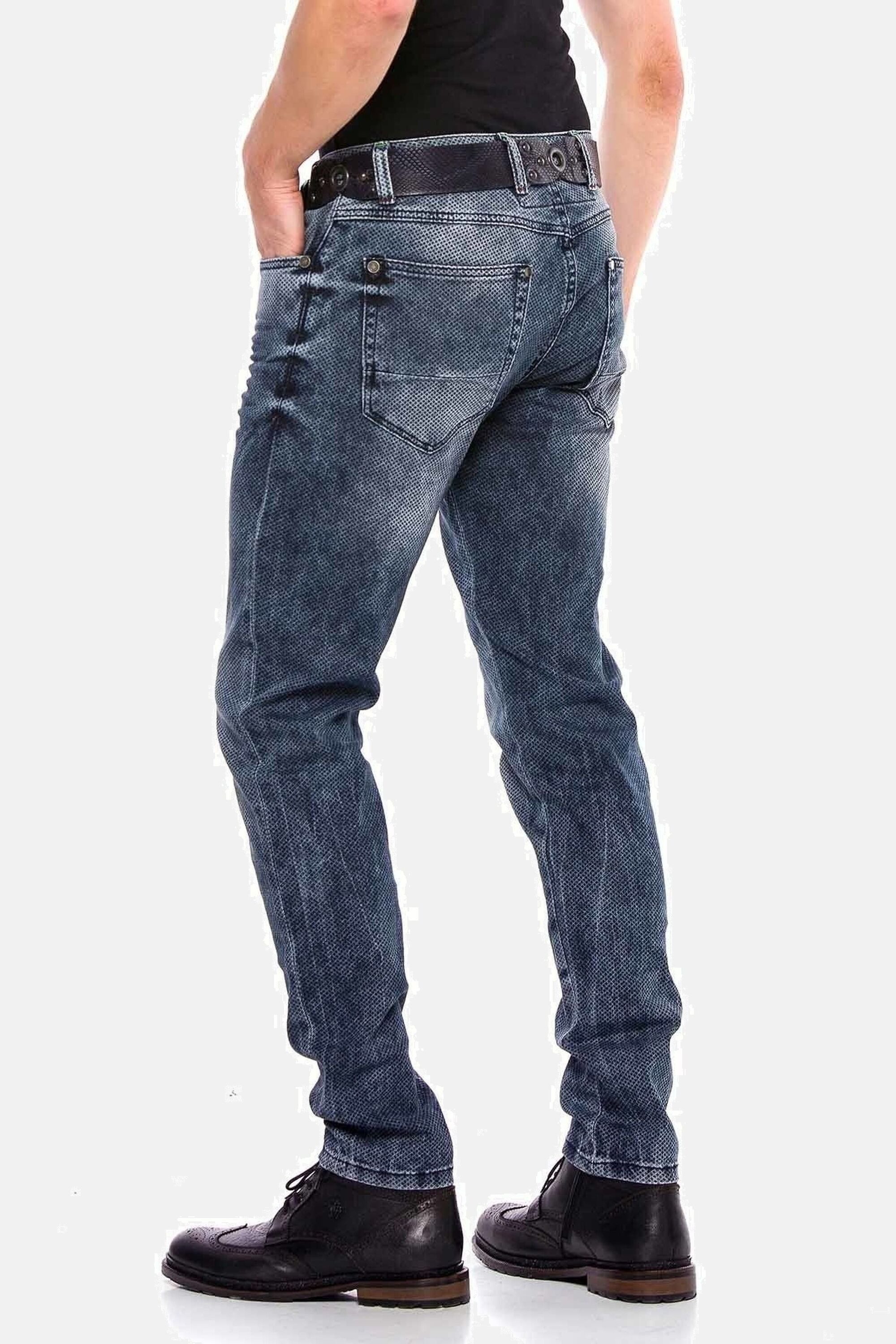 Cipo & Baxx Slim-fit-Jeans Jeans mit Allover-Gitter-Musterung, CD543