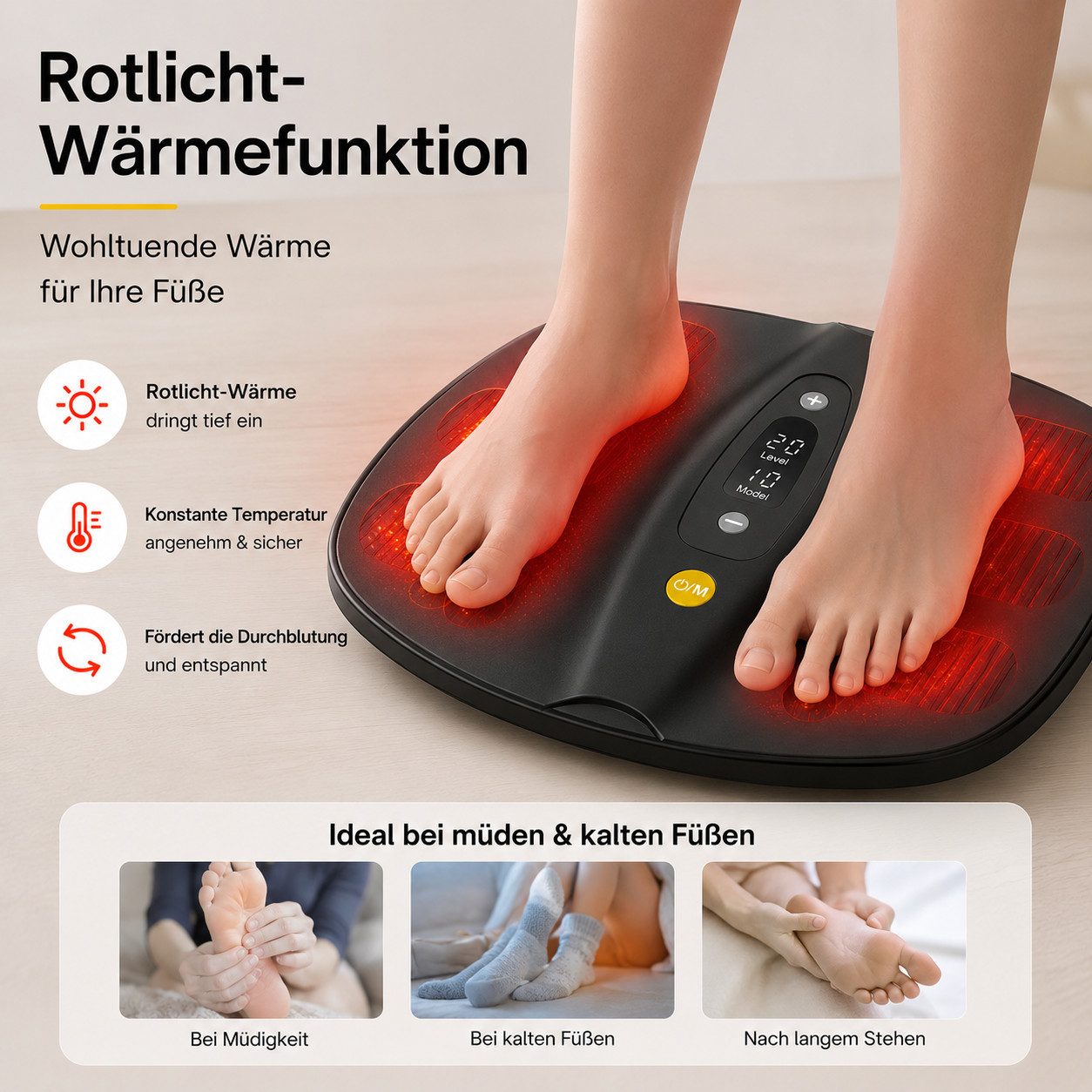 Fyrove Fußmassagegerät EMS-Fußmassage-Gerät Durchblutungsstimulator EMS & TENS Fernbedienung, Revitive durchblutung gerate Fuss massagegerate, Durchblutungs,Fußmassage,Elektrischer TENS Stimulator mit 4, mit Impulsmassage&TENS Technologie