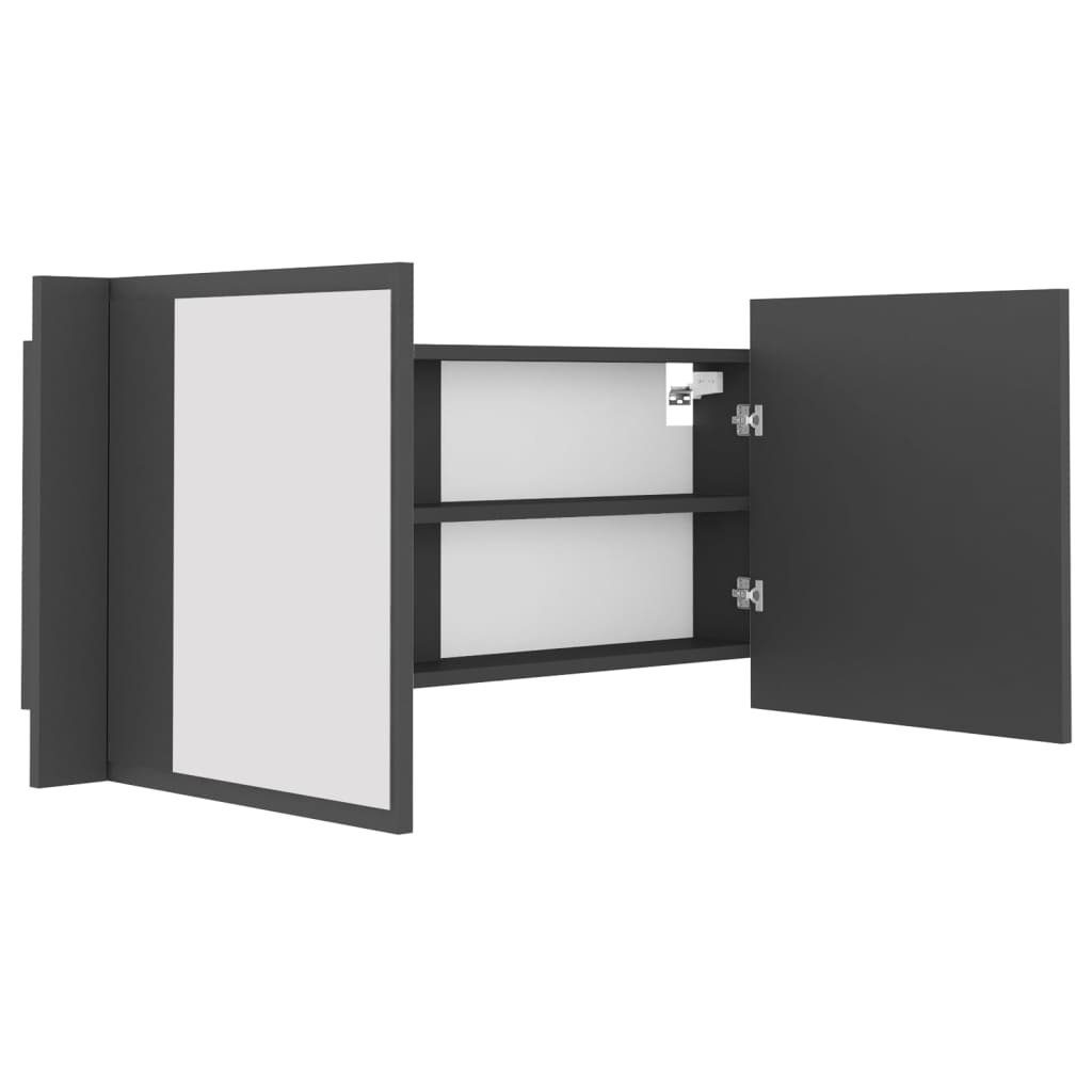 (1-St) LED-Bad-Spiegelschrank vidaXL Acryl Badezimmerspiegelschrank 100x12x45 Grau cm