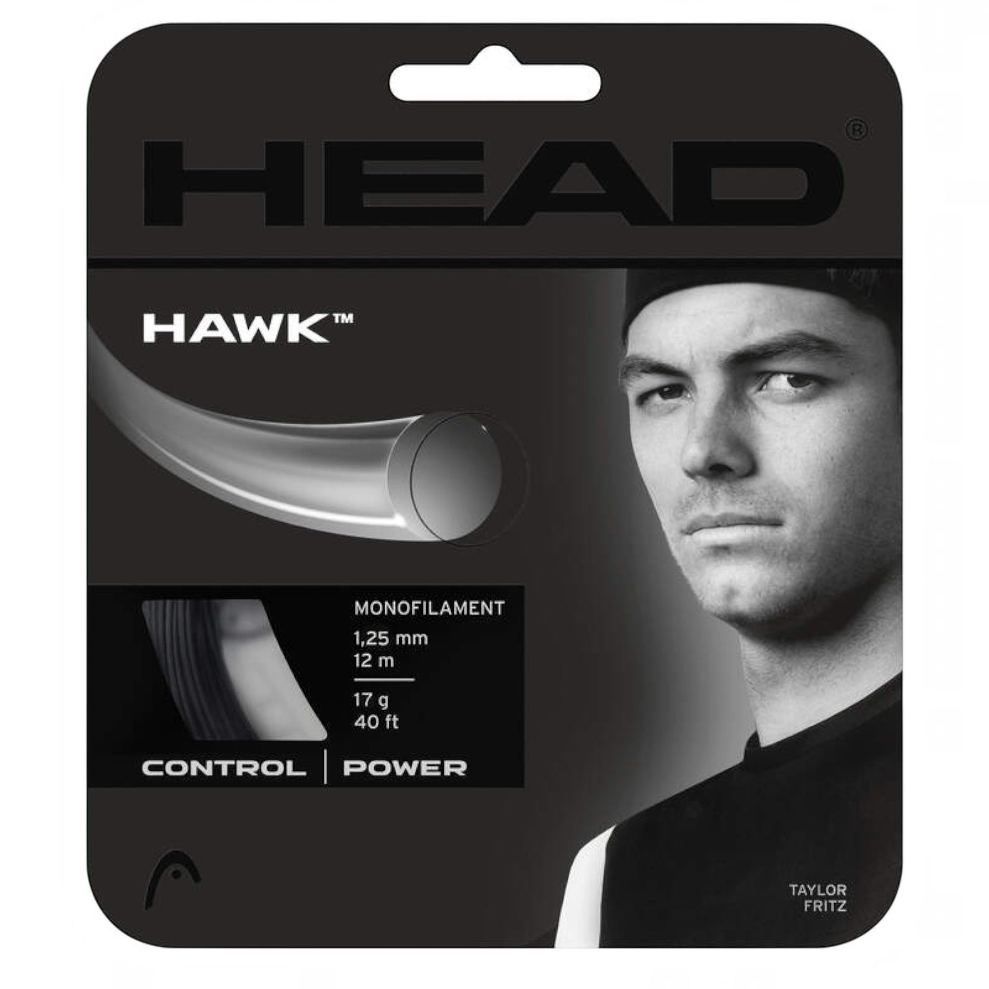 Head Tennissaite Hawk (Haltbarkeit+Power) schwarz 12m Set, Saitendicke: 1.30