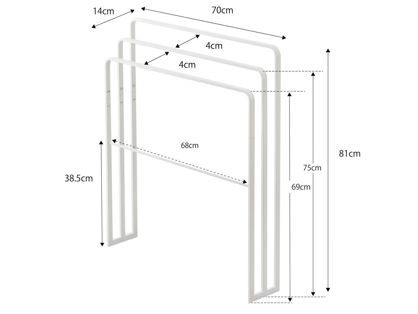 Yamazaki Handtuchständer "Tower" stehend platzsparend ohne Bohren 70x81x14c günstig online kaufen