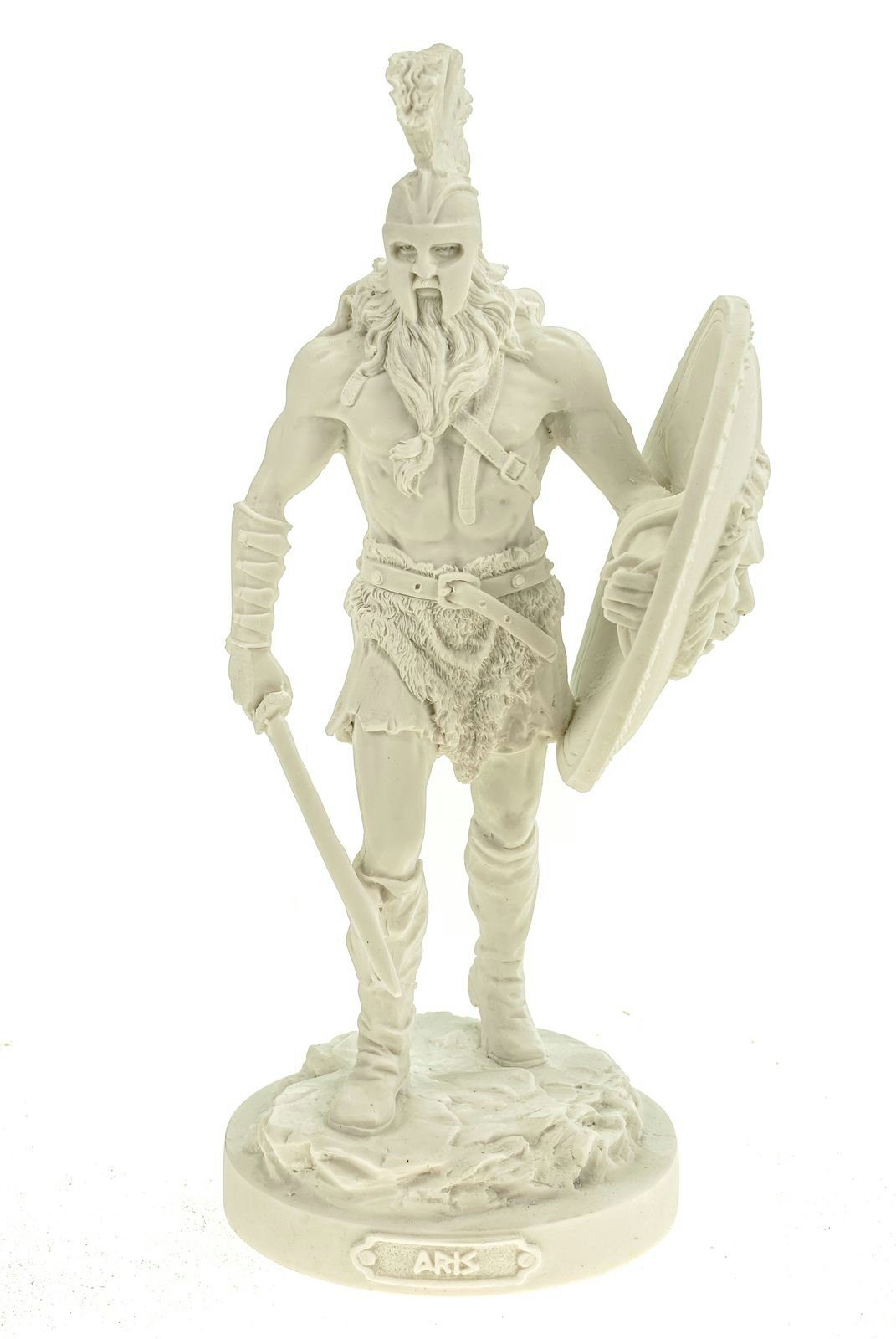 Schatzkiste Dekofigur mit Kriegsgott Schwert Schild Kremers Figur Ares Alabaster und
