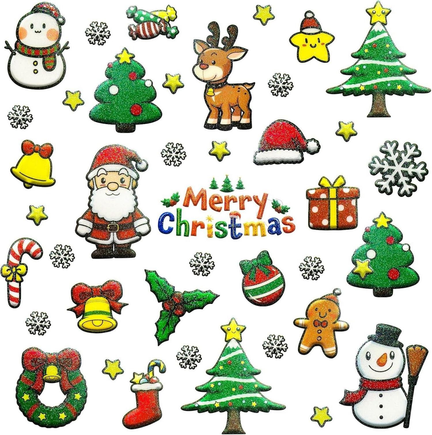 Baumbehang 312 Weihnachtssticker Glitzer Selbstklebend Weihnachten DIY Basteln