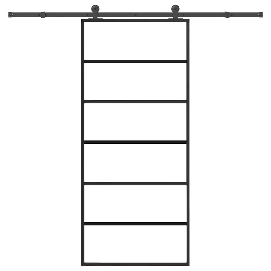 vidaXL Zimmertür Schiebetür mit Beschlag 90x205 cm ESG-Glas Aluminium