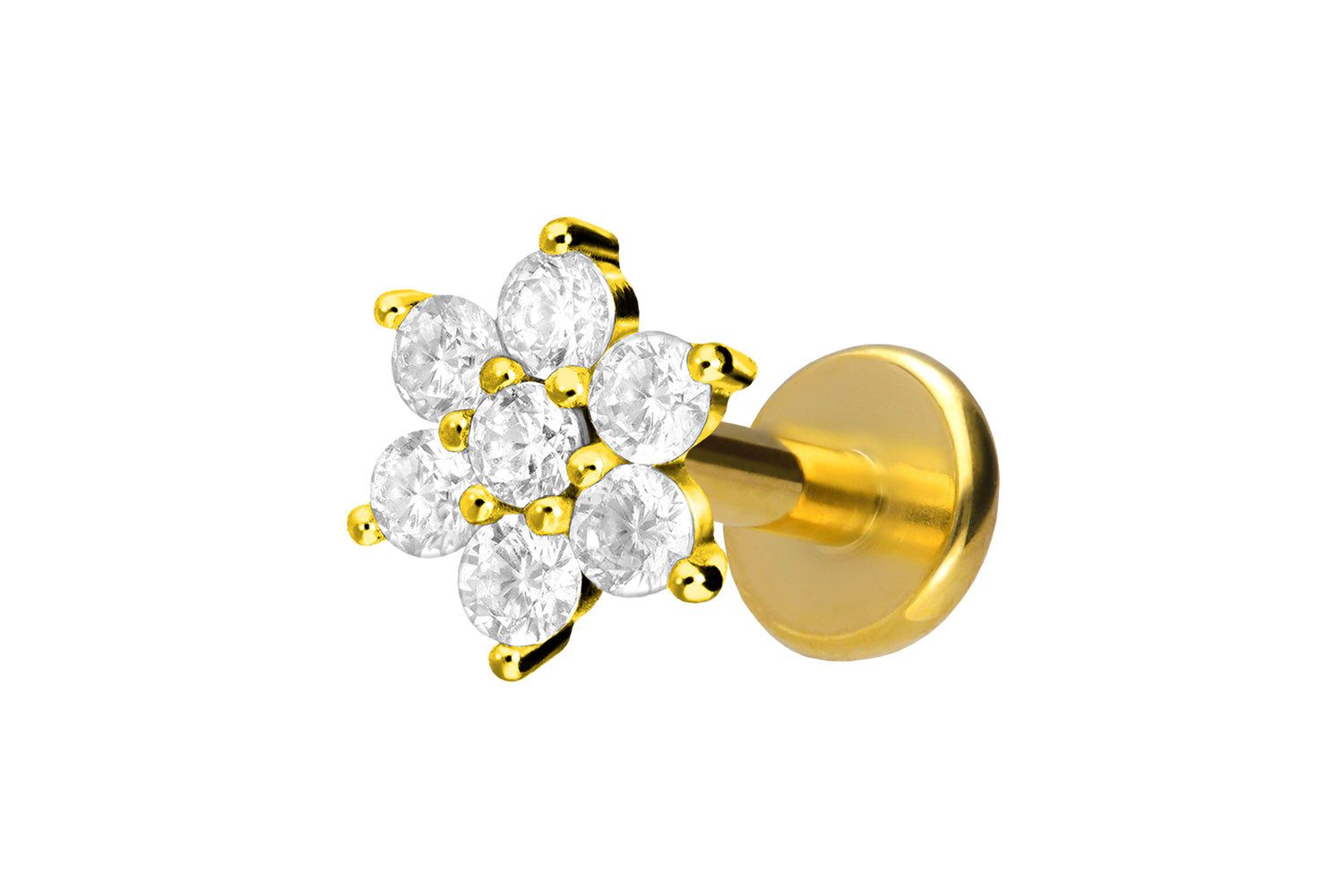 PIERCINGLINE Piercing-Set Titan Labret mit Innengewinde KRISTALLBLUME (Labrets, 1-tlg)