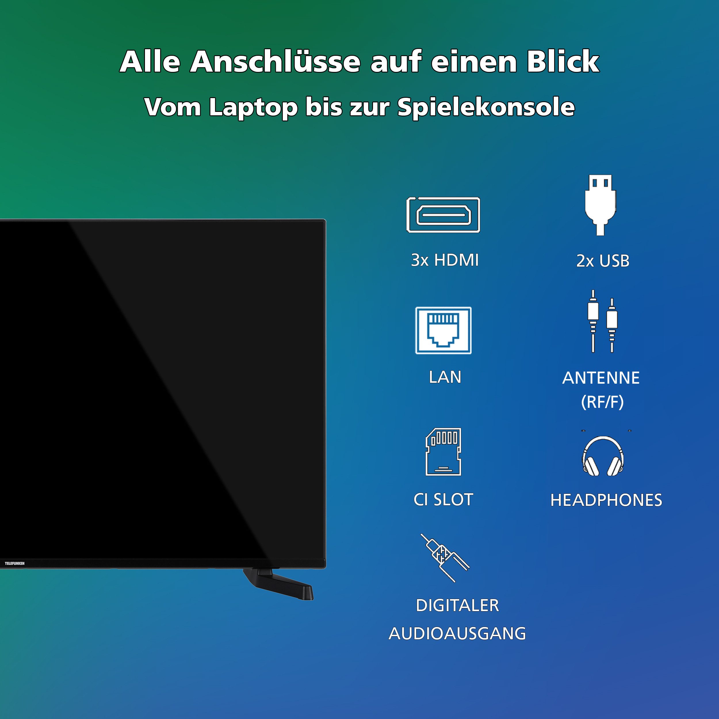 Telefunken D43U790B2CW LCD-LED Fernseher (108 cm/43 Zoll, 4K Ultra HD, VIDAA Smart TV, VIDAA Smart TV, HDR Dolby Vision, Triple-Tuner, 6 Monate HD)