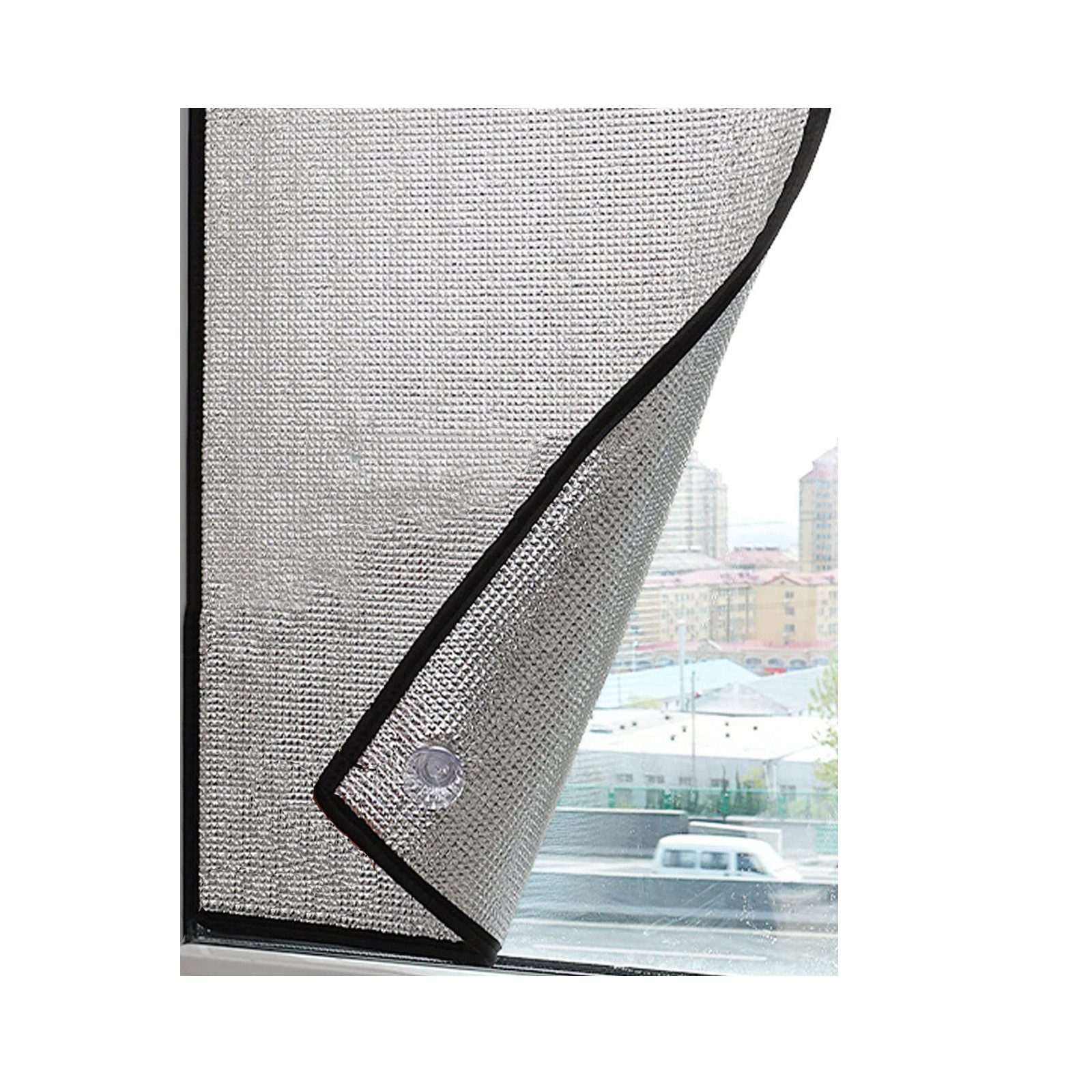 Bwecuy Sonnenschutz-Fensterfolie Sichtschutz für Fenster – Reflektierende Aluminiumfolie mit Saugnapf, UV- & Wärmeschutz für Zuhause, Büro & Garage