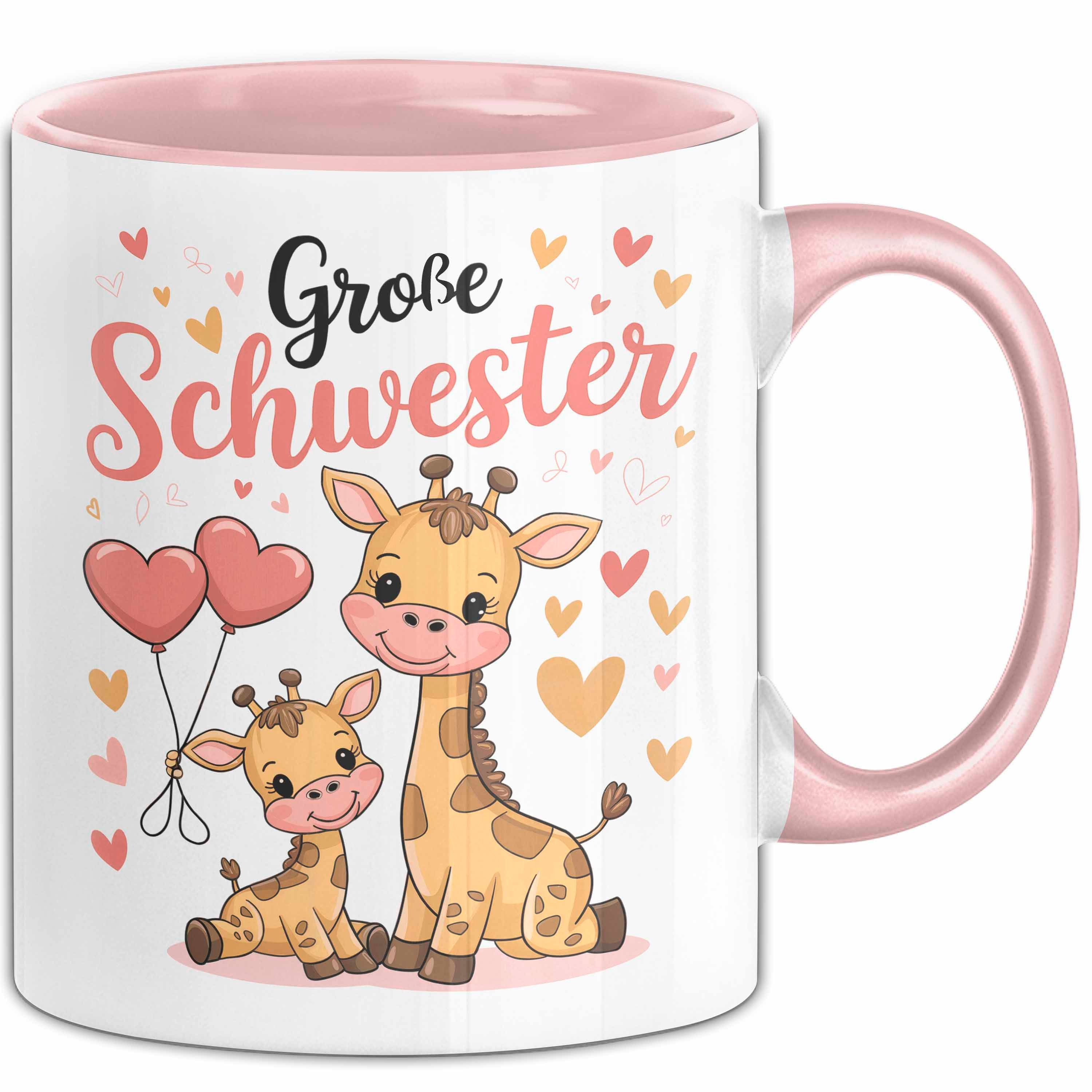 Trendation Tasse Big Sister Ältere Geschwister Schwestern Giraffe Tasse Becher Geschenk, Keramik