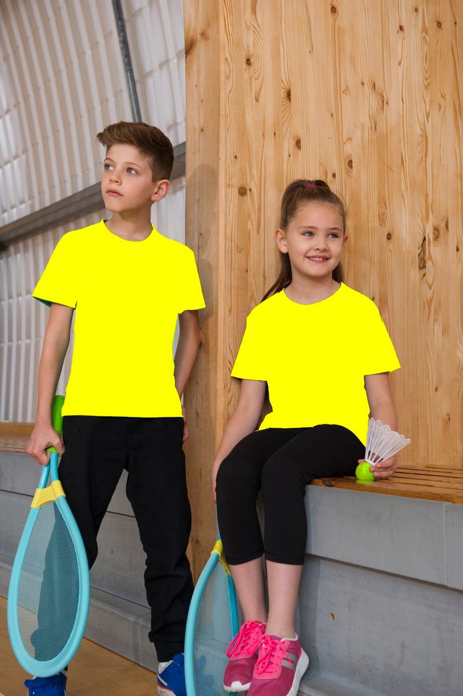 AWDIS T-Shirt NEON Kinder Neongelb, Neongrün, Neonpink, Neonorange T-Shirts Sport 