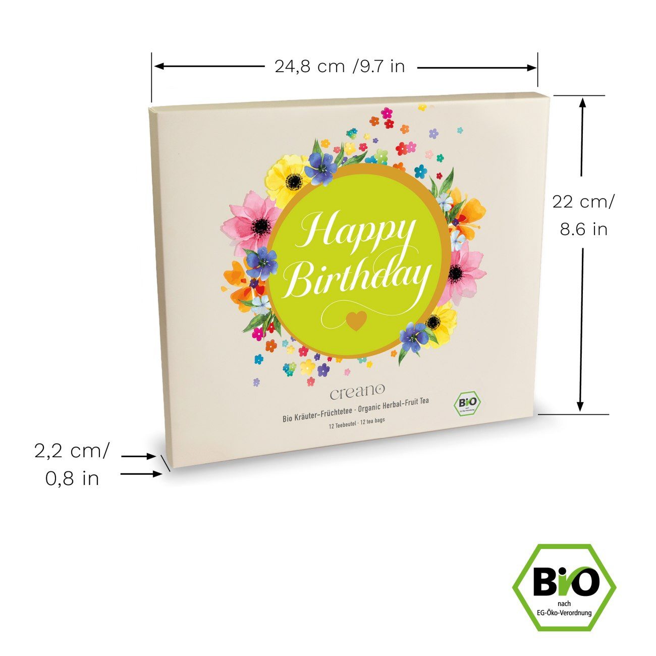 Creano Tee Bio Kräutertee Geschenkset - Happy Birthday - 12x Bio-Teebeutel 24g*, 1 x 12 St.