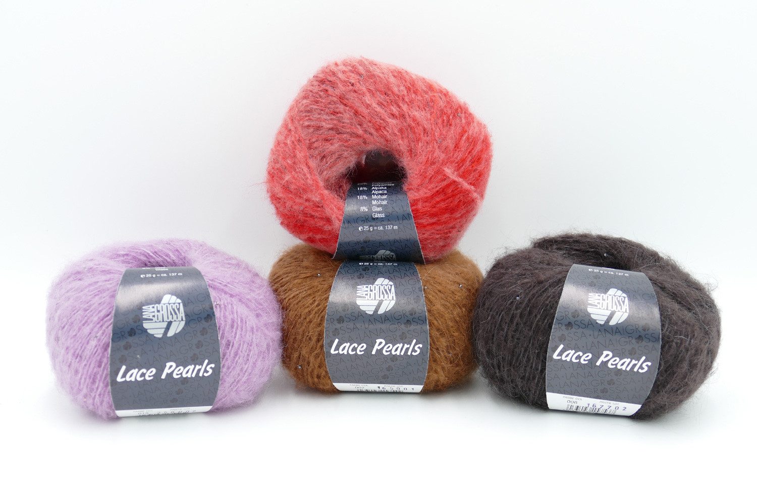 LANA GROSSA Lace Pearls & Lace Pearls Degradé Häkelwolle, 137 m (Wolle zum stricken und häkeln, Lacegarn)