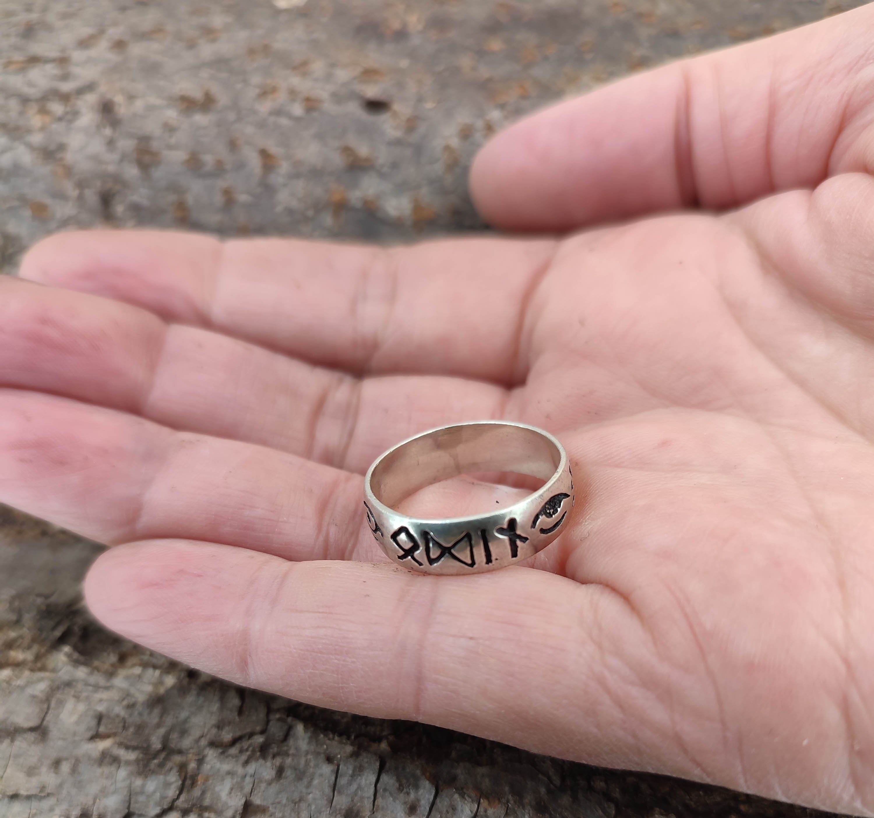 Kiss of Leather Silberring Ring Fingerring Odin, Gr. 52-76 Sonne Auge Gott Runen