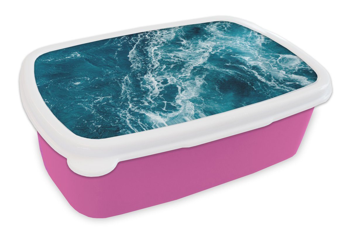 MuchoWow Lunchbox Meer - Wasser - Golf, Kunststoff, (2-tlg), Brotbox für Erwachsene, Brotdose Kinder, Snackbox, Mädchen, Kunststoff rosa