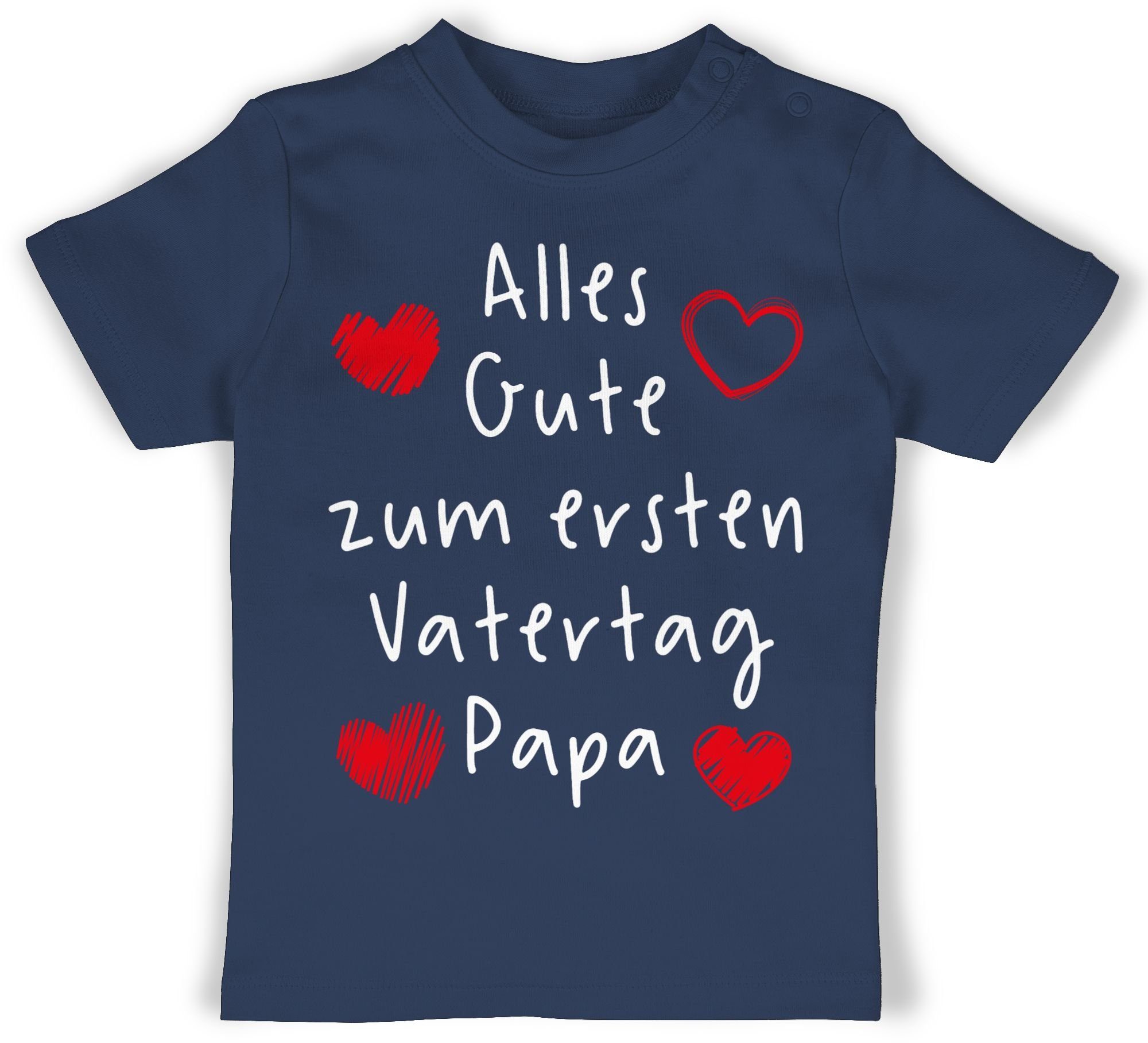 Shirtracer T-Shirt Alles Gute zum ersten Vatertag Handschrift weiß Geschenk Vatertag Baby 2 Navy Blau | T-Shirts