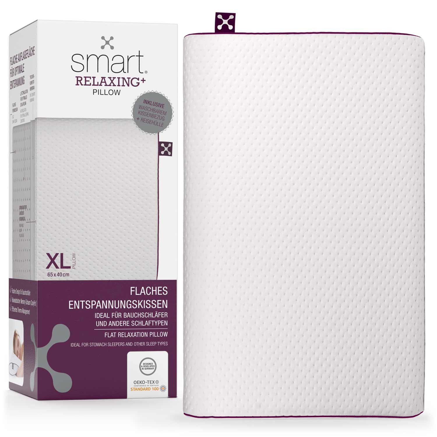 smartsleep Nackenkissen Relaxing Pillow, Ergonomisches Nackenstützkissen aus Memory Foam, HWS-stützend für Bauchschläfer