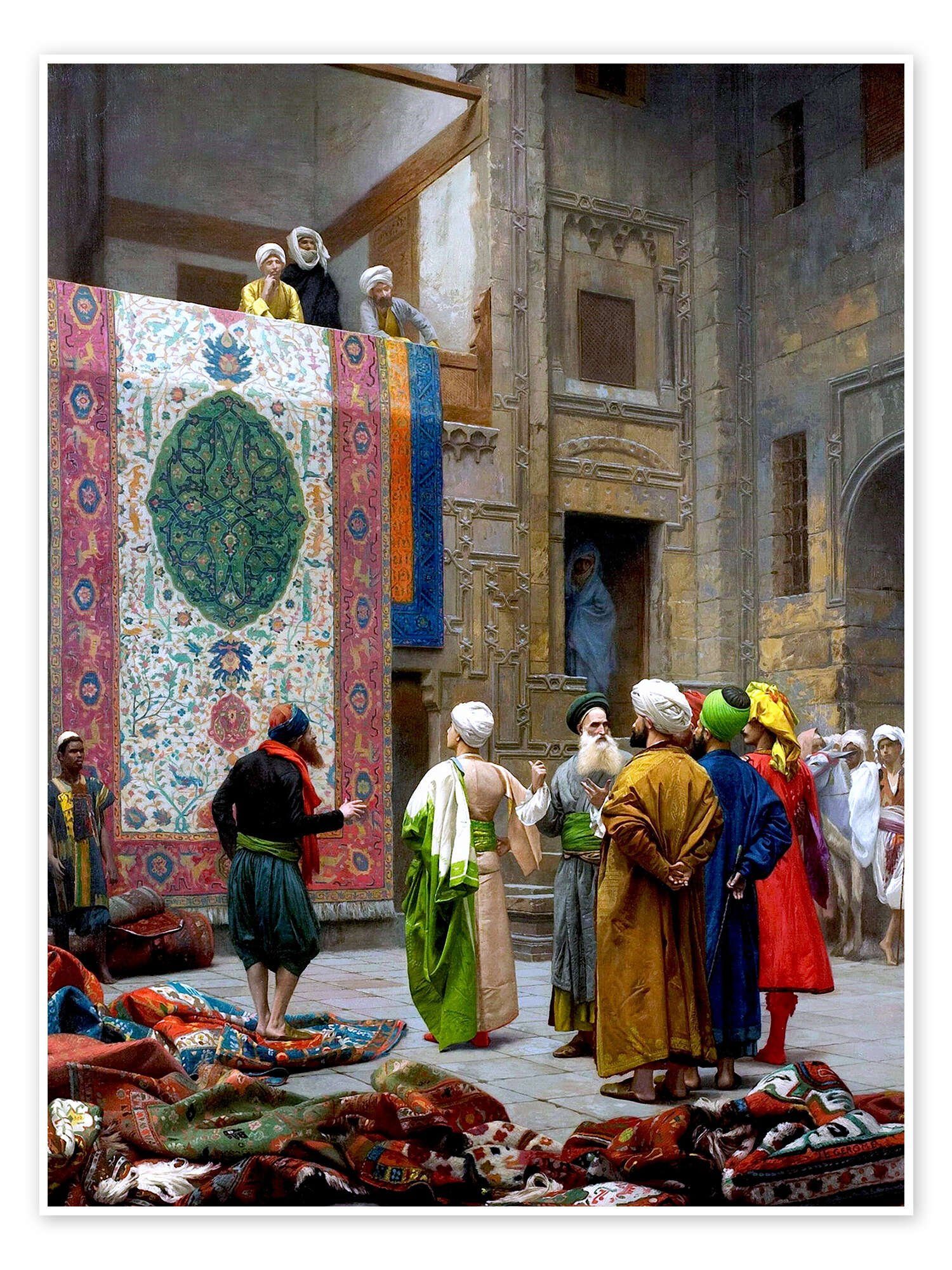 Posterlounge Poster Jean-Léon Gérôme, Der Teppichhändler, Malerei