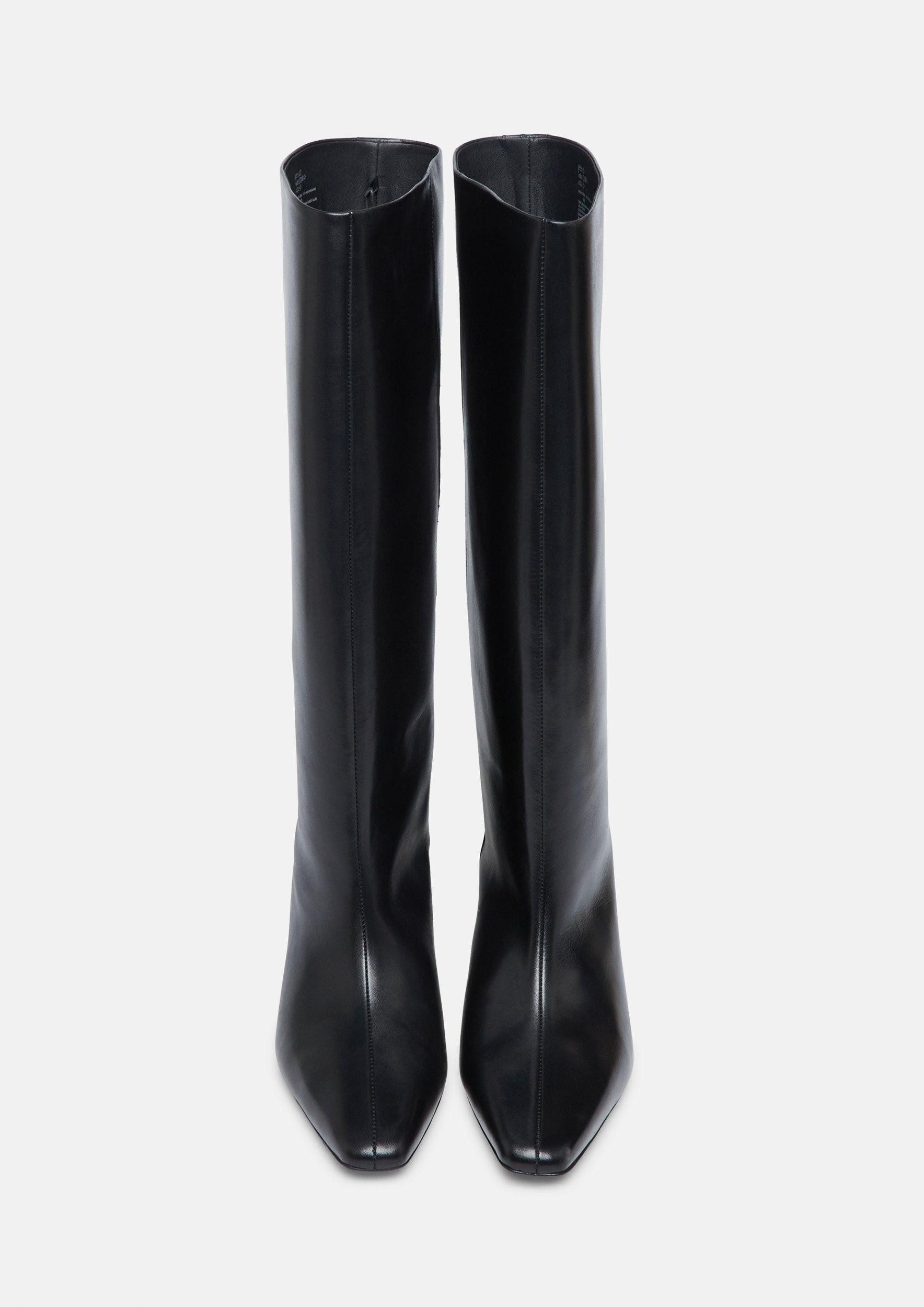 comma Stiefel Stiefel Lederstiefel mit geradem Schaft und Kitten-Heel – Bild 3 von 3