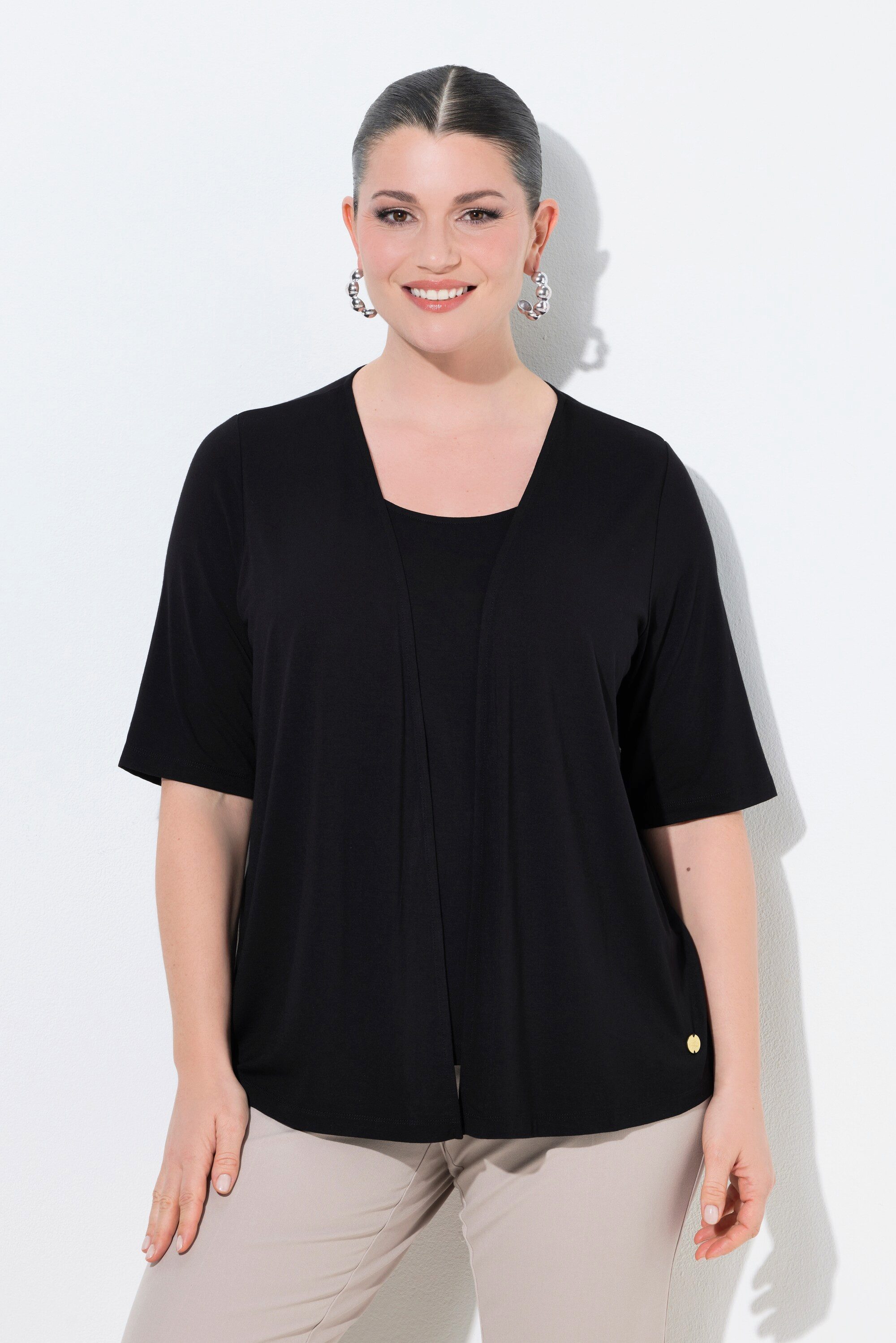 T-Shirt 2-in-1-Shirt Classic Rundhals Halbarm