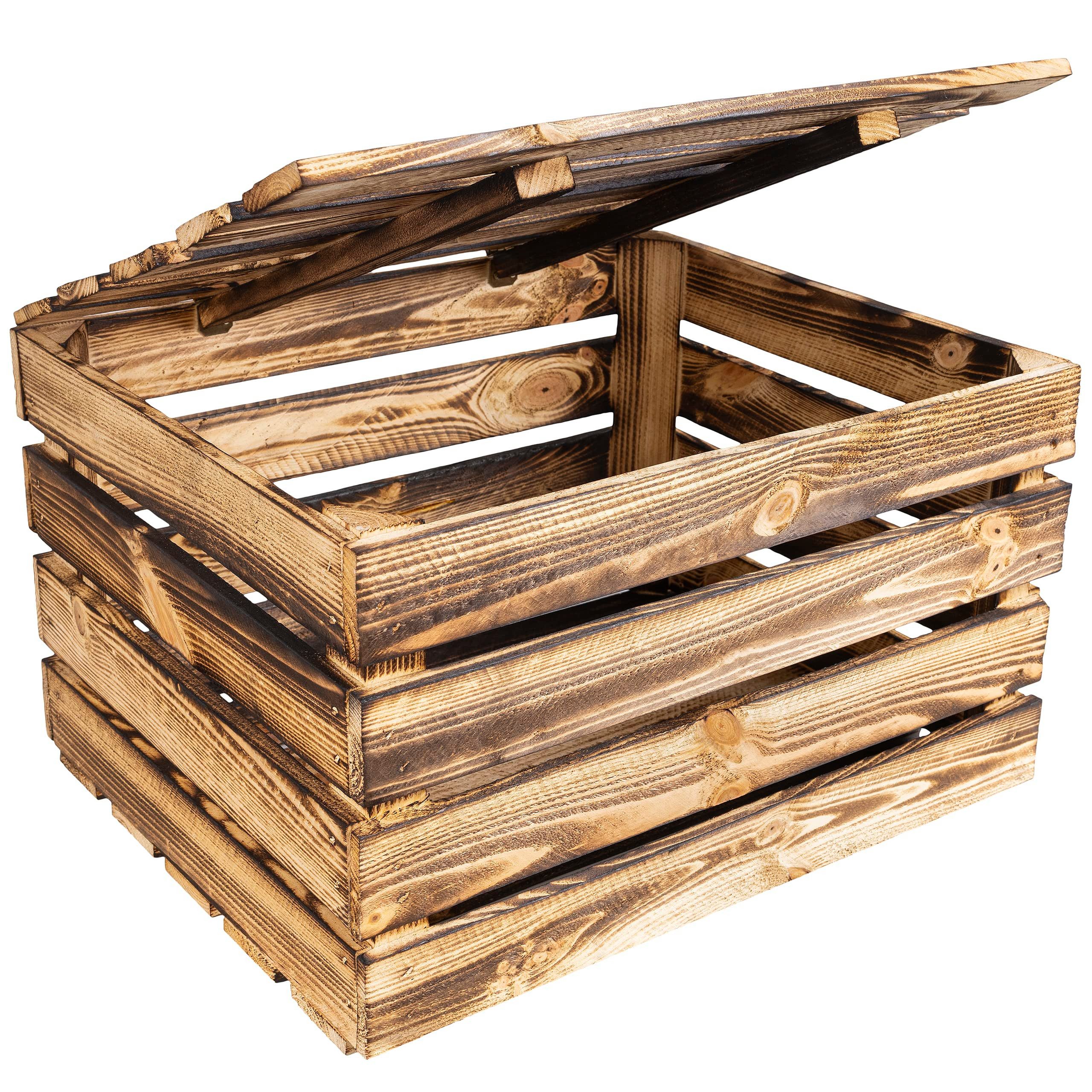 Creative Deco Aufbewahrungsbox Holztruhe Holzkiste mit Deckel Spielzeugkiste Holzbox