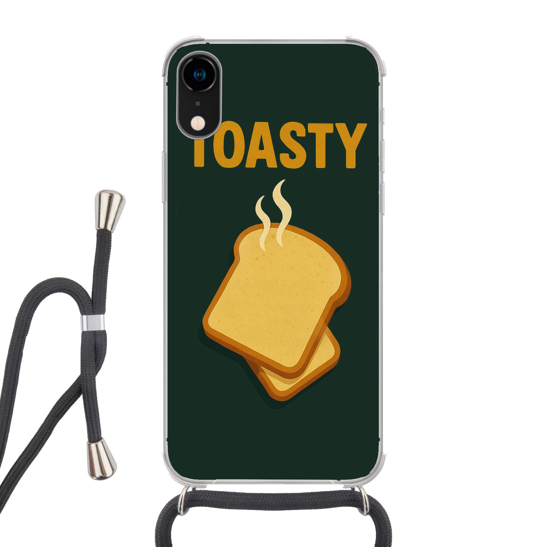 MuchoWow Handyhülle für Apple iPhone XR Brot - Toast - Grün - Minimalistisch, Tragbare Handyhüllen mit Kette zum umhängen, Handykette Handyband