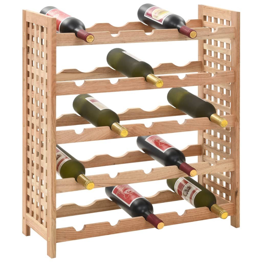 vidaXL Weinregal Weinregal für 25 Flaschen Nussbaumholz Massiv 63x25x73 cm, 25-tlg.