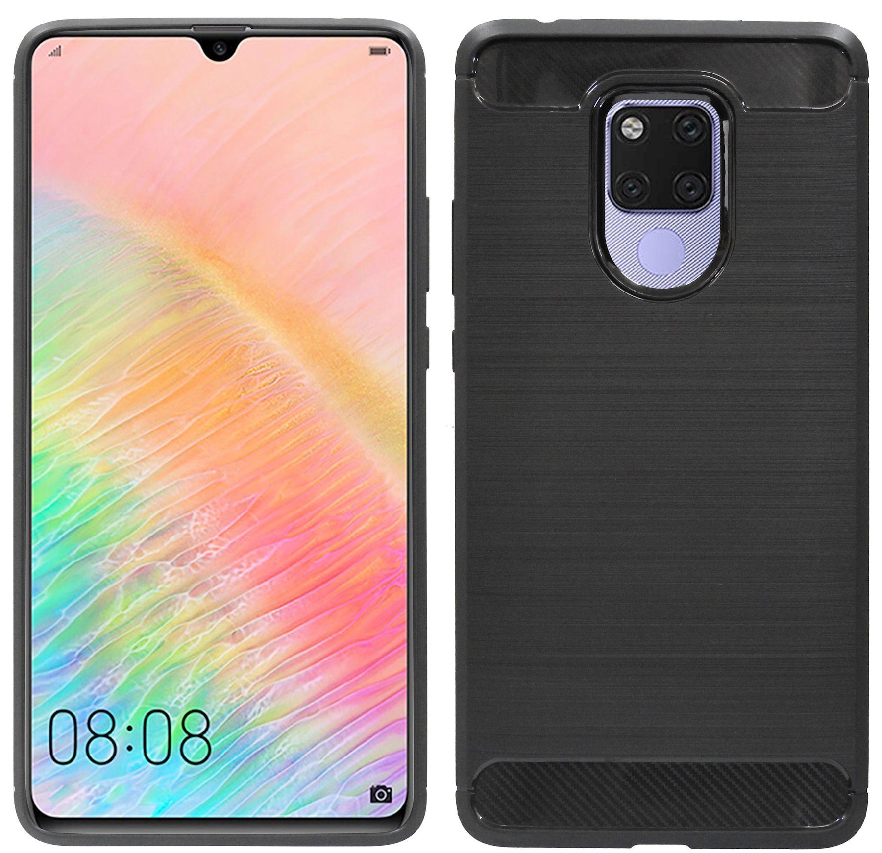 cofi1453 Handyhülle Silikon Hülle Carbon für Huawei Mate 20X, Case Cover Schutzhülle Bumper