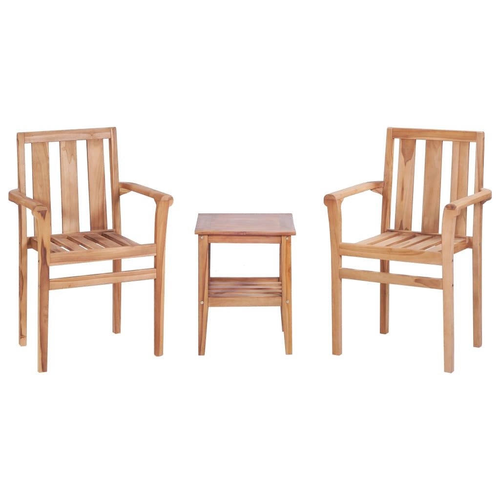 vidaXL Gartenlounge-Set 3-tlg. Bistro-Set Massivholz, (3-tlg)