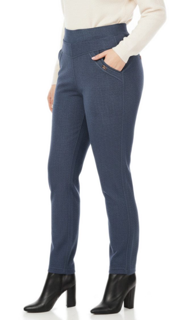 dy_mode Thermohose Damen Thermohose in Jeans-Optik Stretchhose mit Innenfutter mit elastischem Bund, mit Innenfutter