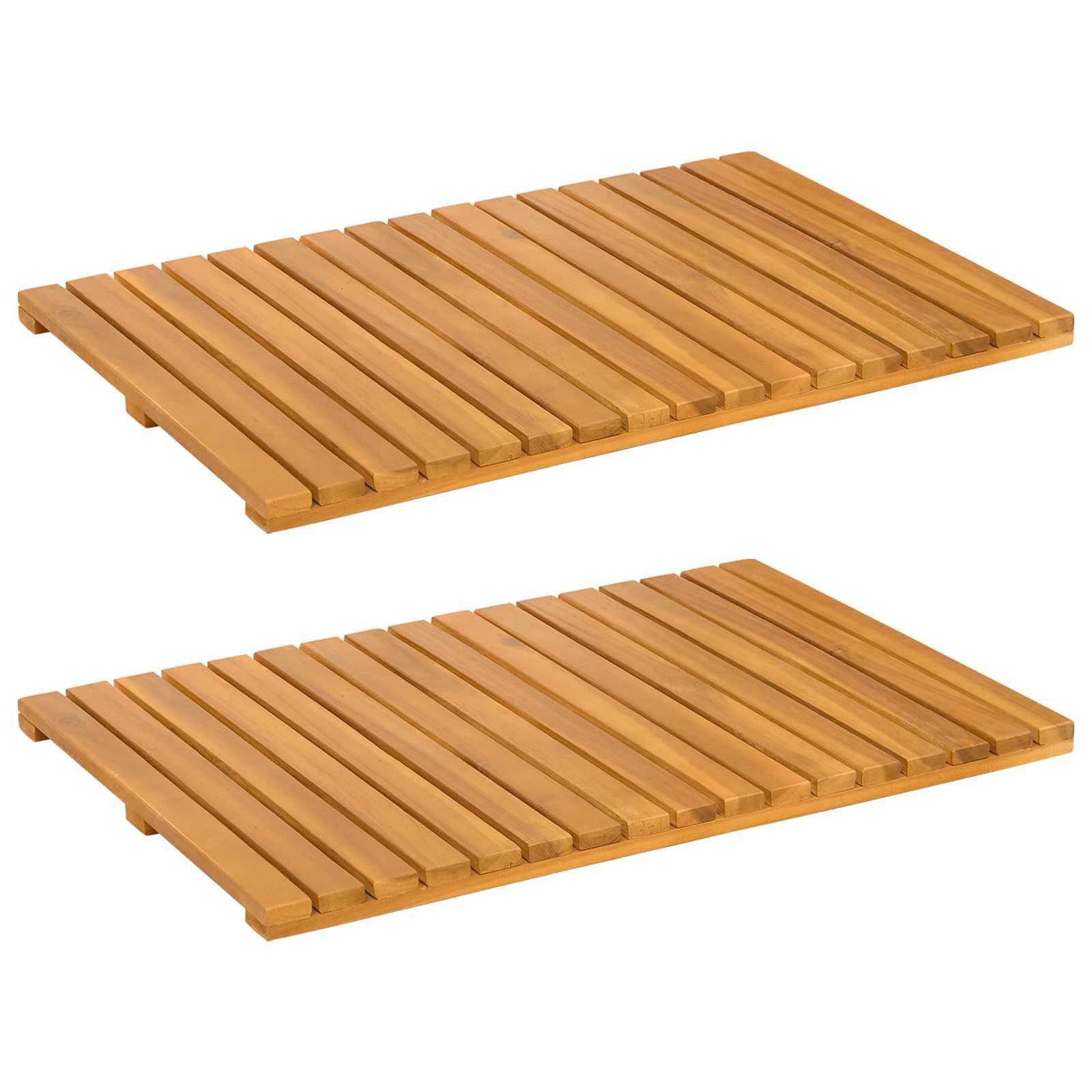 vidaXL Badematte Badematte 2 stk. Natur 60 x 40 cm Massivholz, Massivholz Akazie