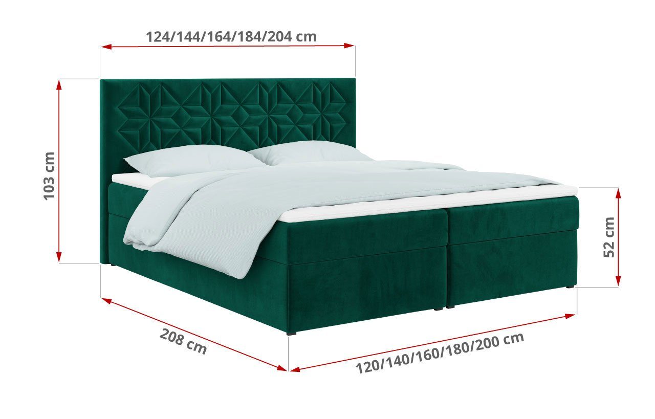 - Modern mit Doppelbett Bett MÖBEL Matratze MKS 1, Boxspringbett Multipocket STELLE -