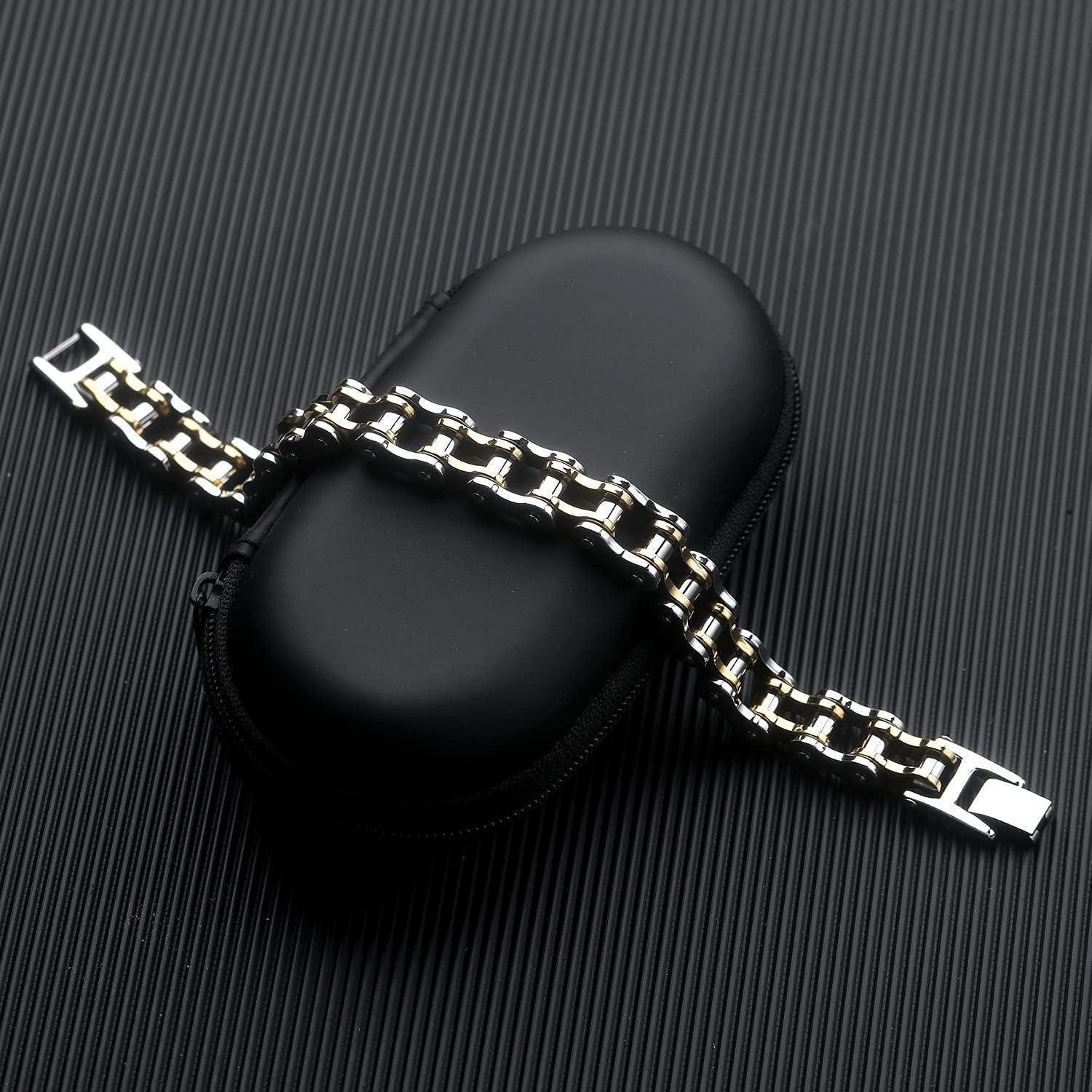 LuxusKollektion Gliederarmband Armband Herren Edelstahl Fahrradkette Biker silber 21.5 Zentimeter