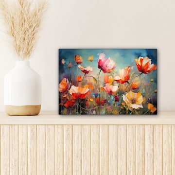 OneMillionCanvasses® Leinwandbild Blumen - Aquarell - Kunst - Botanisch - Natur, (1 St), Leinwand Bilder Klein, Wand Dekoration 30x20 cm