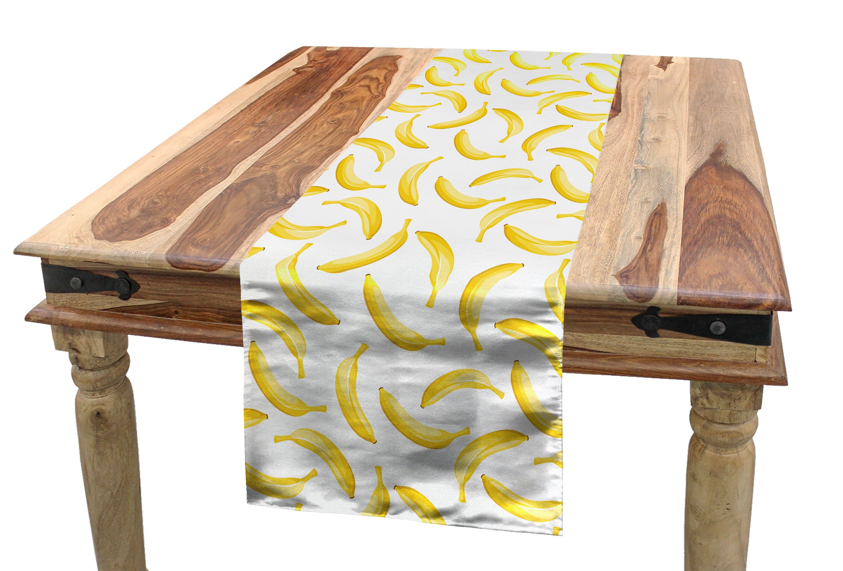 Abakuhaus Tischläufer Esszimmer Küche Rechteckiger Dekorativer Tischläufer, Gelb und Weiß Cartoon Banana