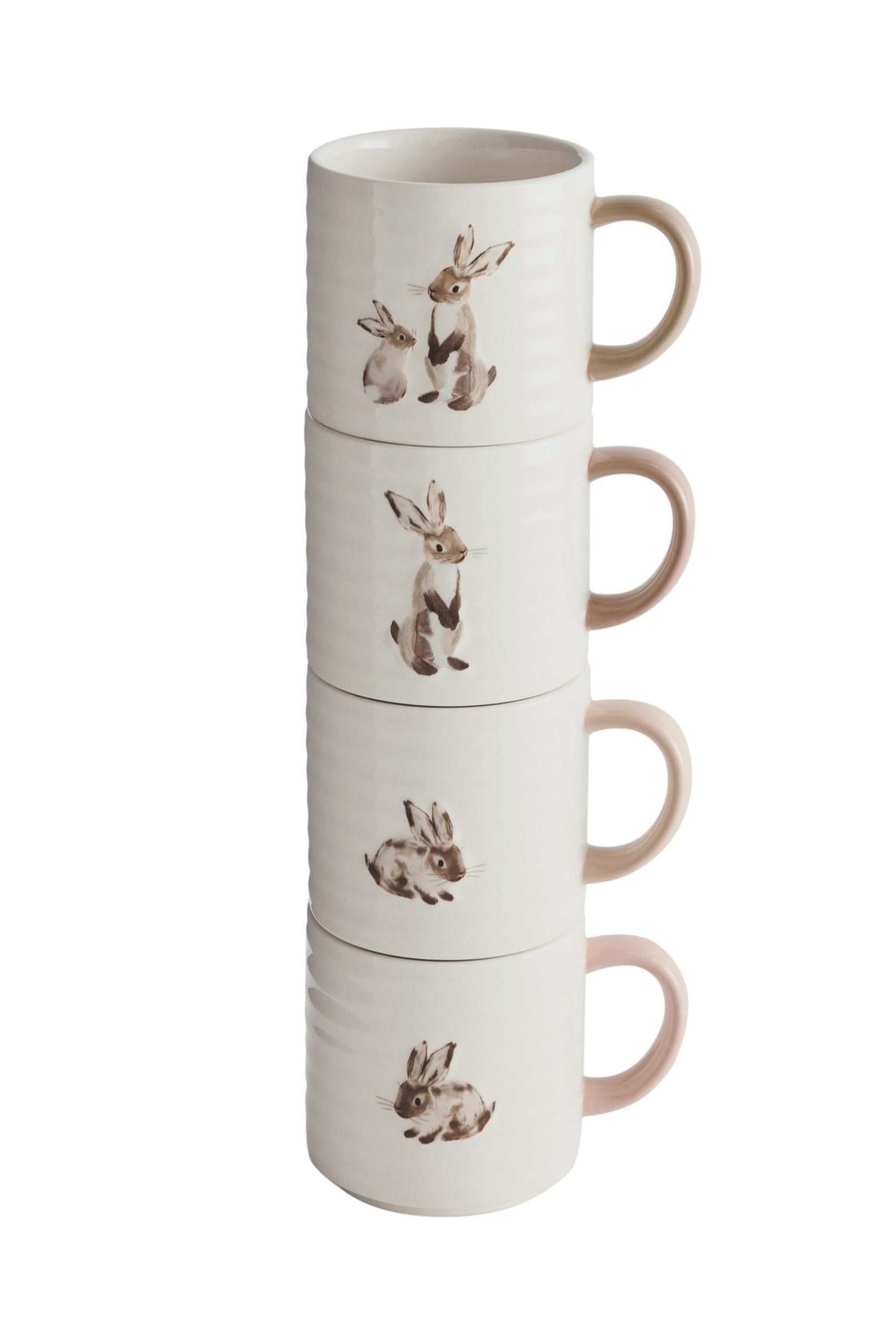 Next Becher Set mit 4 Stapeltassen mit Häschenmotiv, 1-tlg., Steingut