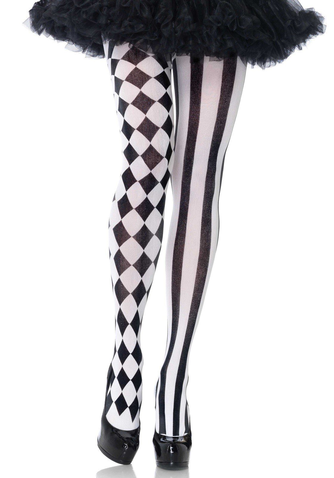 Leg Avenue Strumpfhose Strumpfhose Harlequin schwarz weiß Einheitsgröße ca. 36 bis 40 70 DEN