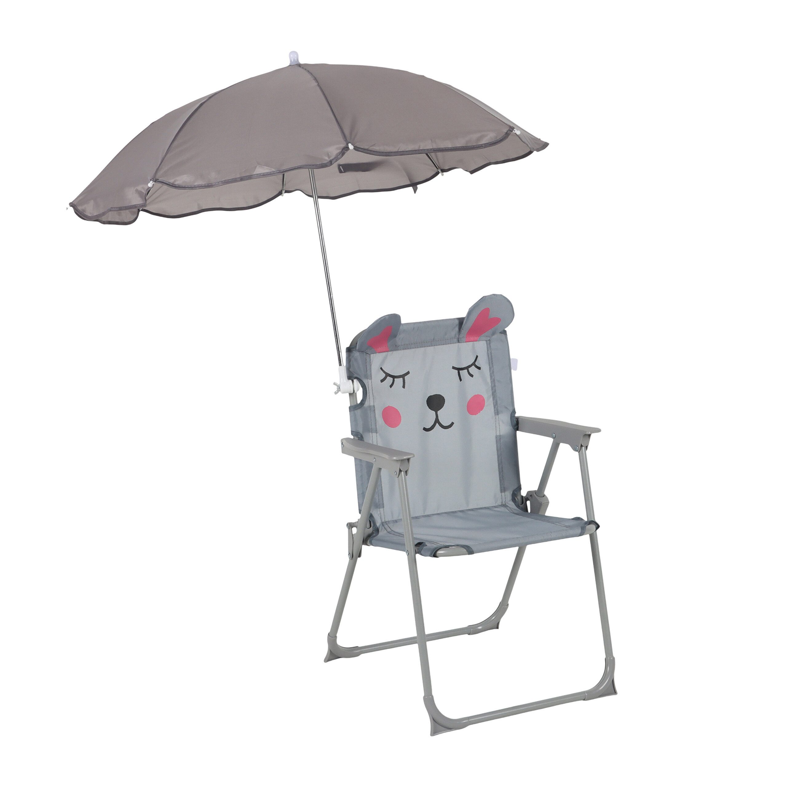 relaxdays Kinderklappstuhl Kinder Klappstuhl mit Sonnenschirm, Maus