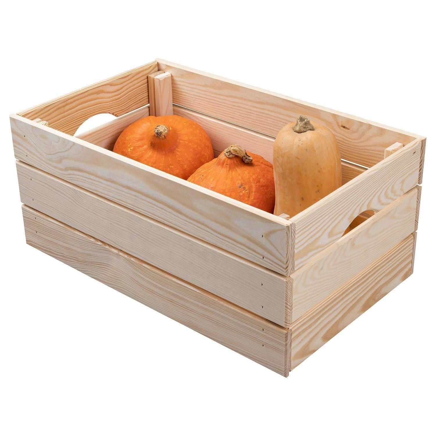 Inter Link Holzkiste VALLONI, Braun, Kiefernholz massiv, Stapelbar, (1 St), mit Griffen, B 52 x H 24 x T 32 cm