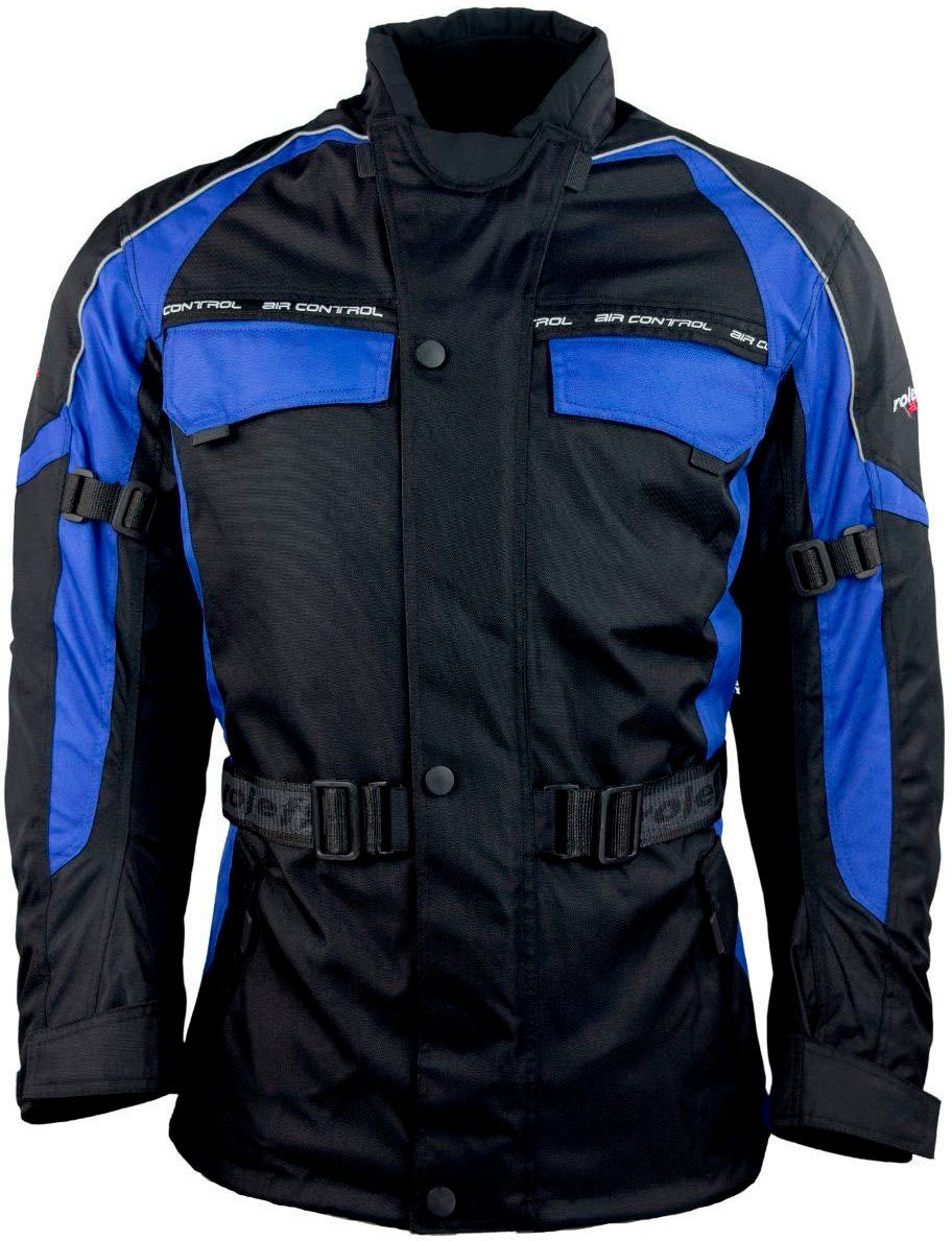 roleff Motorradjacke Reno mit 4 Belüftungslöcher Taschen, 3 blau-schwarz Protektoren