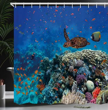 Abakuhaus Duschvorhang Moderner Digitaldruck mit 12 Haken auf Stoff Wasser Resistent Breite 175 cm, Höhe 180 cm, Unterwasser Tropical Turtle Wasser