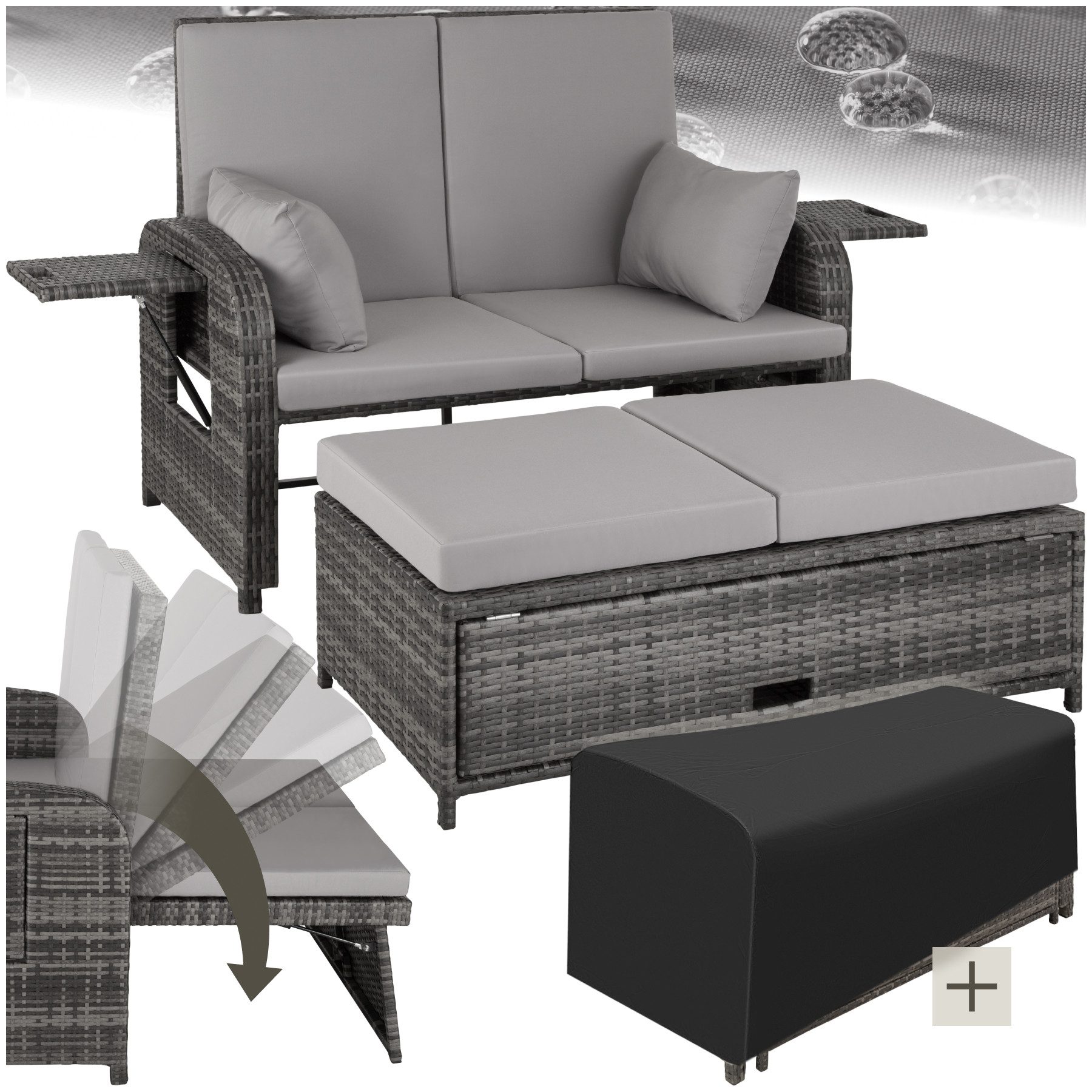 tectake Loungeset Rattan Sofa, (Set., 2-tlg), günstig online kaufen
