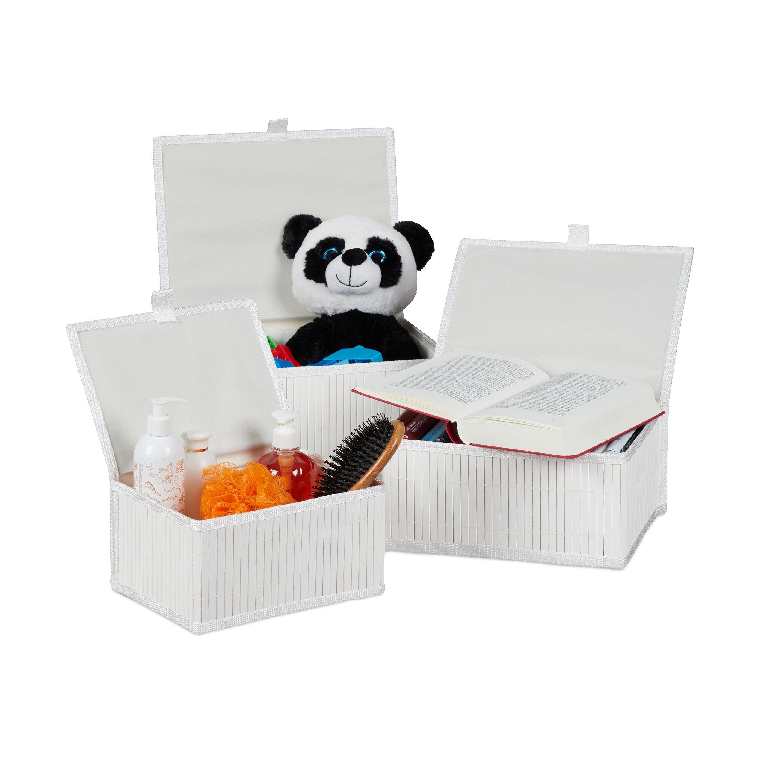 relaxdays Aufbewahrungskorb 3er Set, Weiß günstig online kaufen