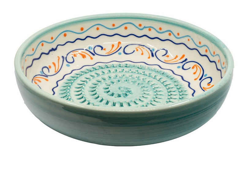 Kaladia Multireibe Reibeschüssel in Weiß & Türkis, Keramik, handbemalte Küchenreibe - Made in Spain