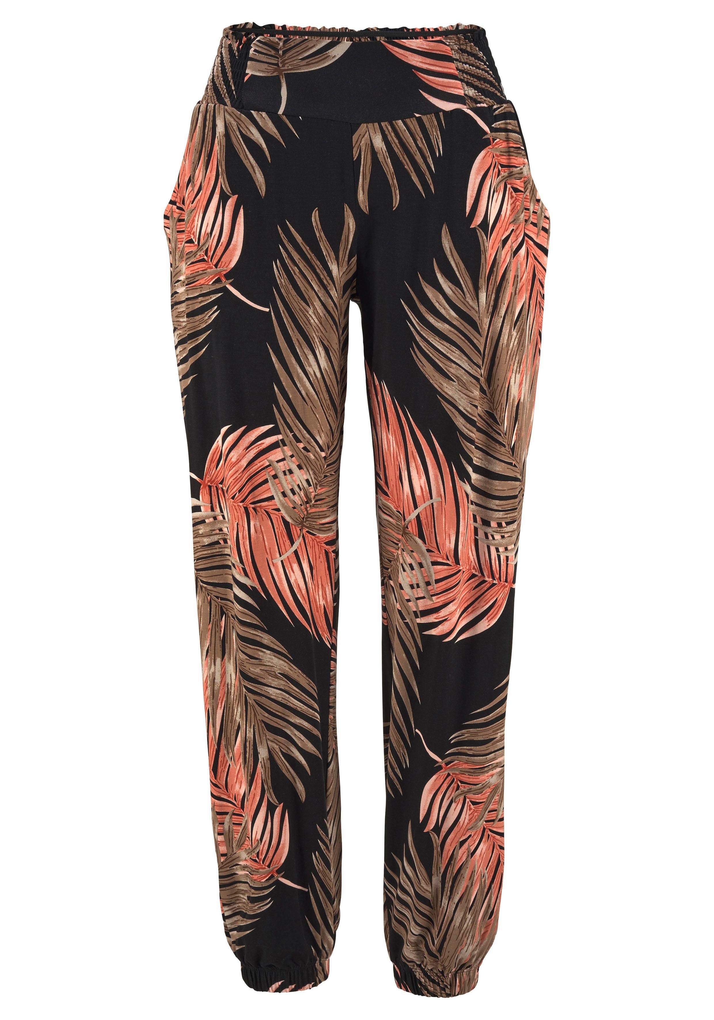 LASCANA Strandhose mit Palmenblätterdruck und Taschen, günstig online kaufen