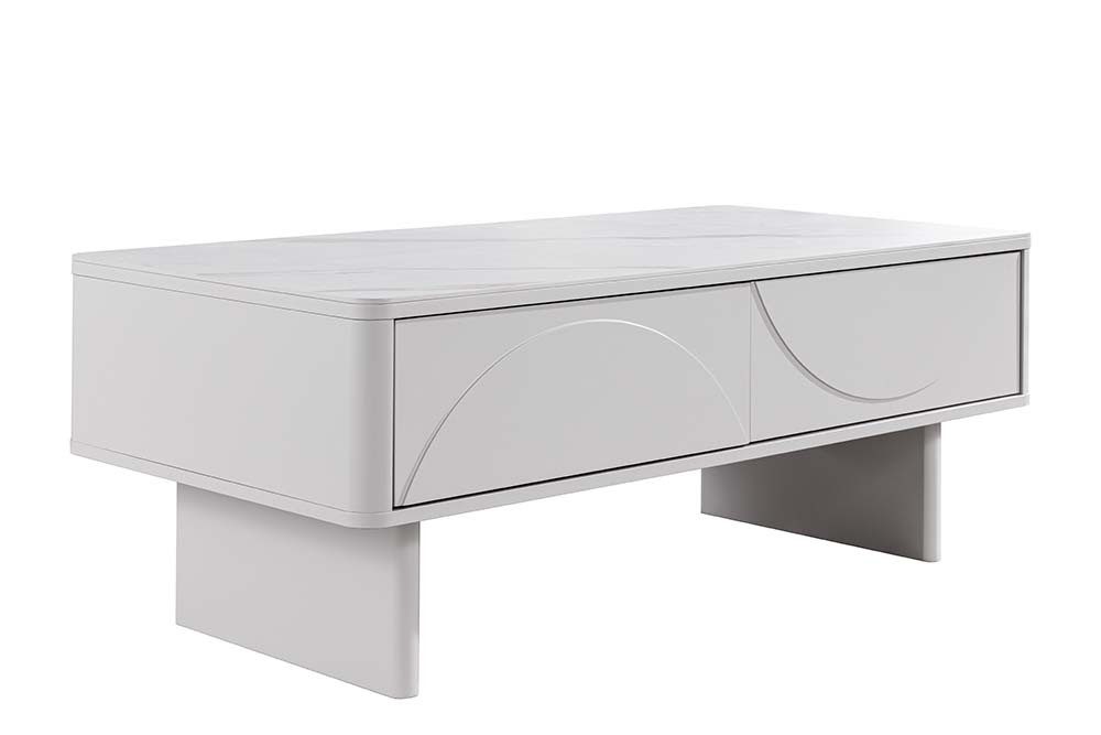 riess-ambiente Couchtisch SAVOY 120cm weiß-Keramik, Schubladen, Stauraum, Reliefstruktur, modern (Einzelartikel, 1-St), Zeitloser Couchtisch in Marmoroptik - ideal für Wohn- und Schlafzimmer