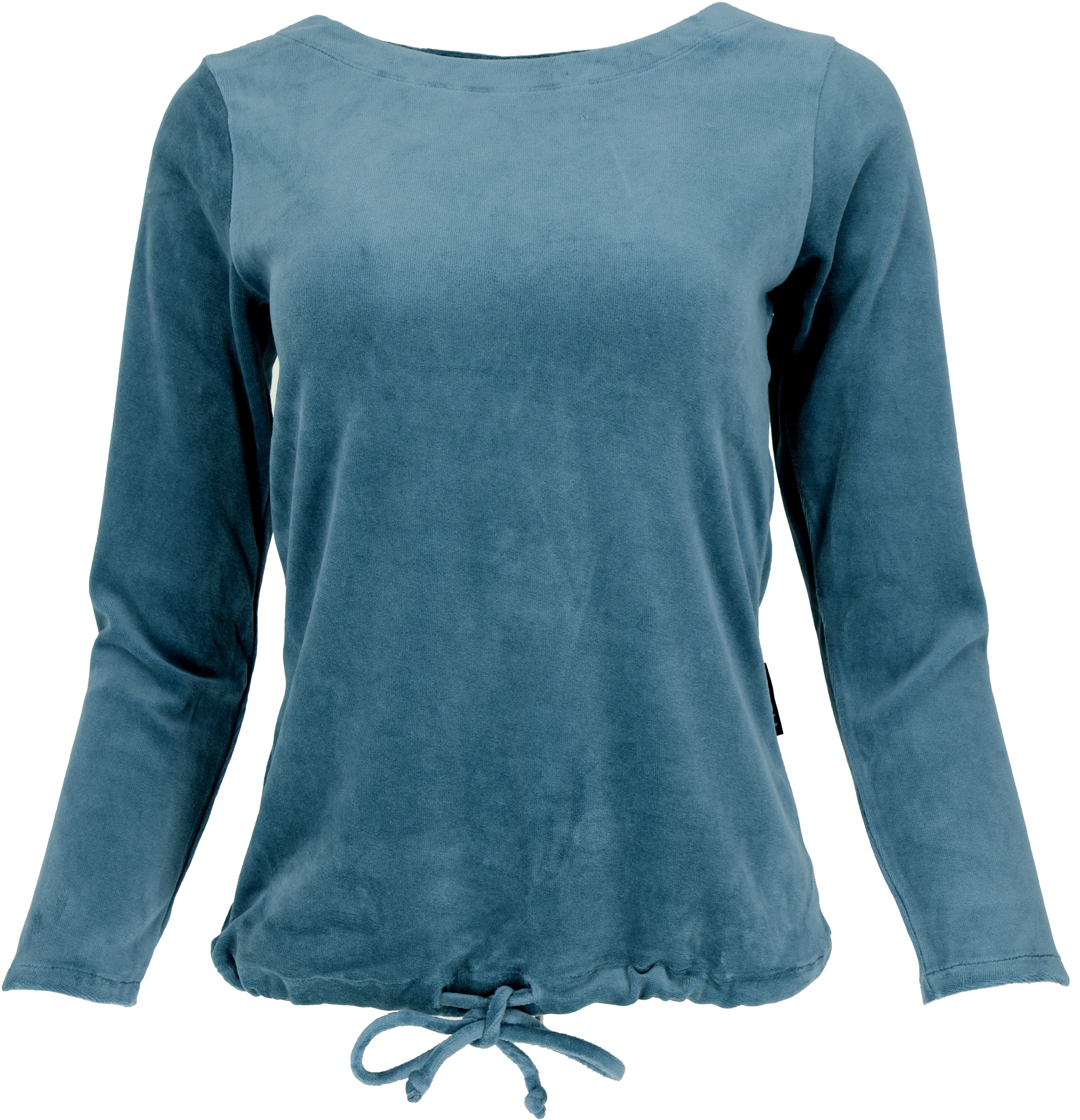 Guru-Shop Longsleeve Nicki-Pullover, weiches Samtshirt, Langarmshirt..