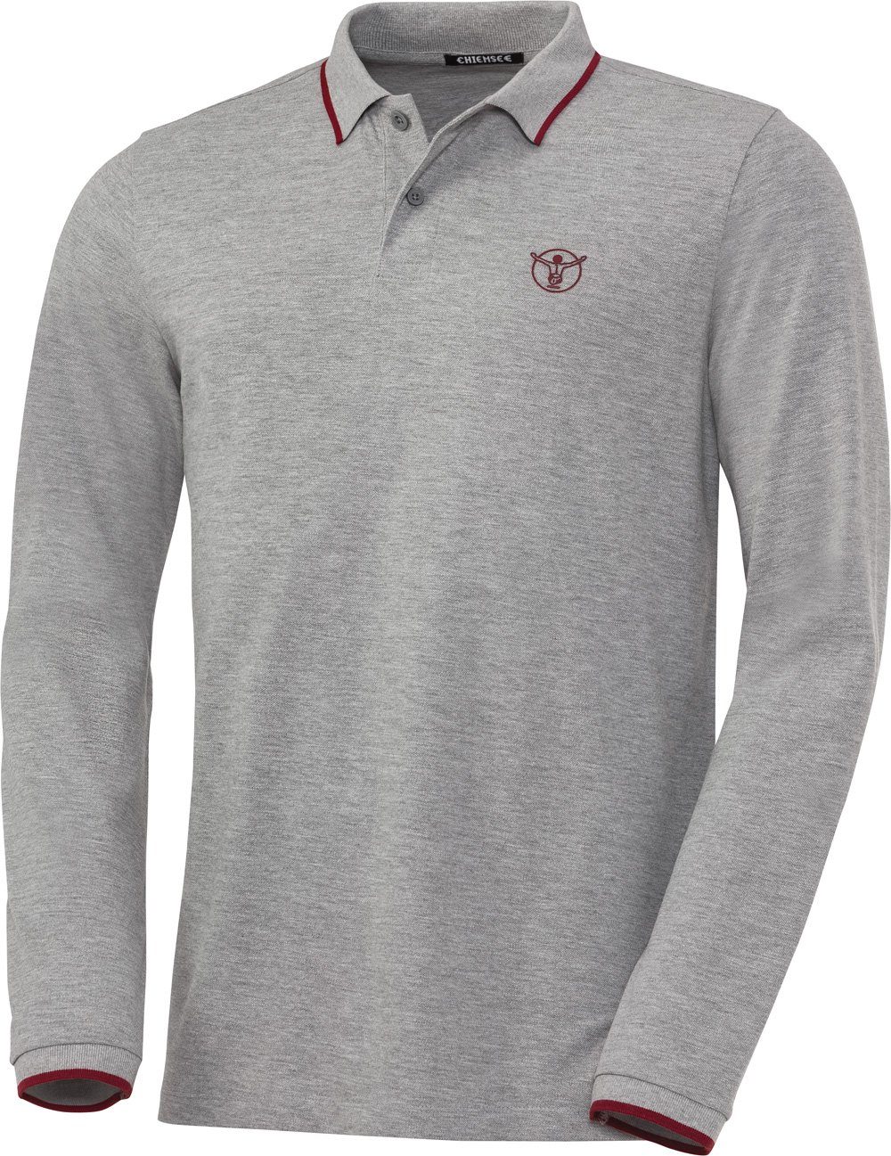 Chiemsee Langarm-Poloshirt aus formstabilem Baumwoll-Piqué grau